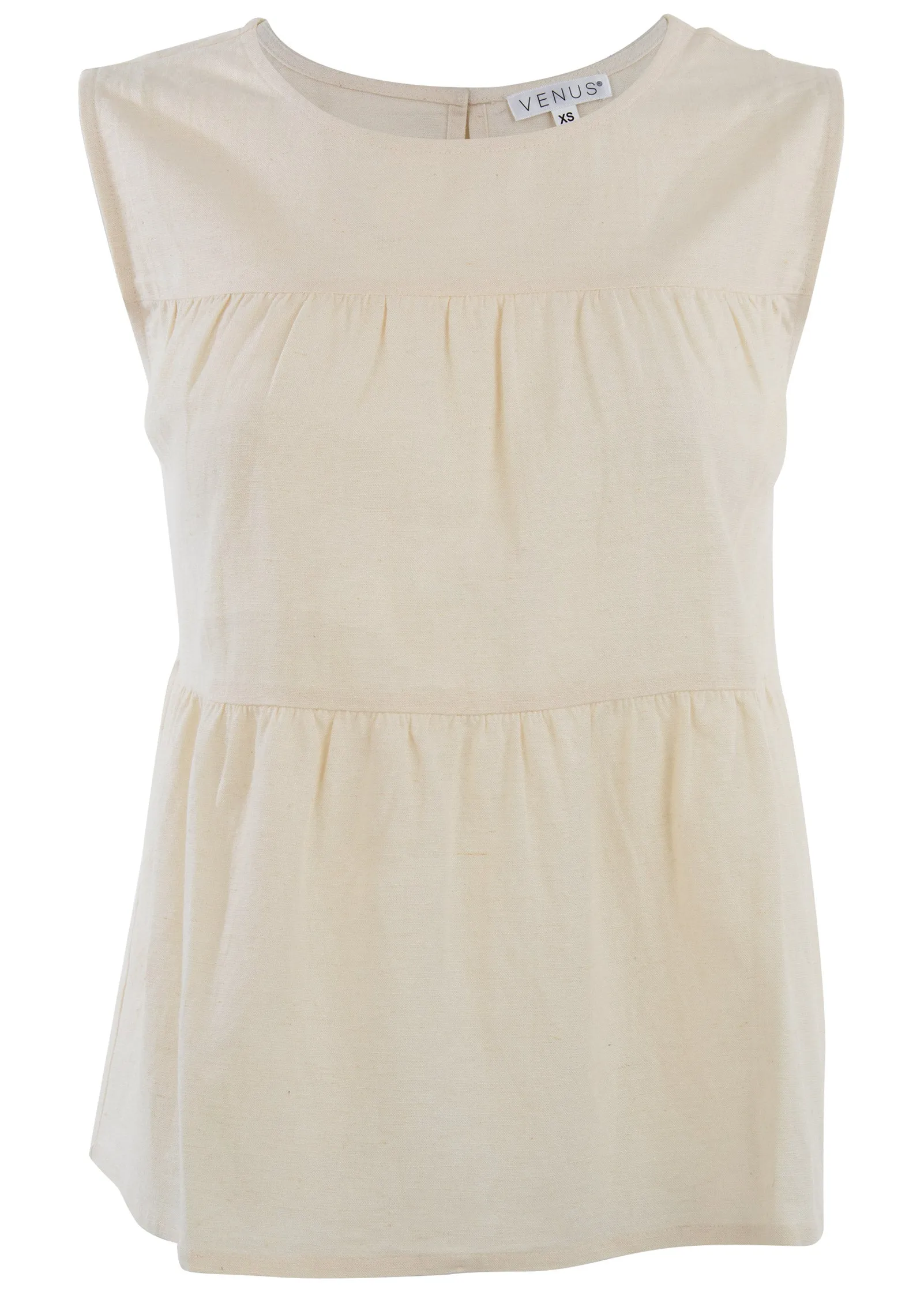 Linen Tiered Tank Top - Cream sold by VENUS product image thumbnail 4