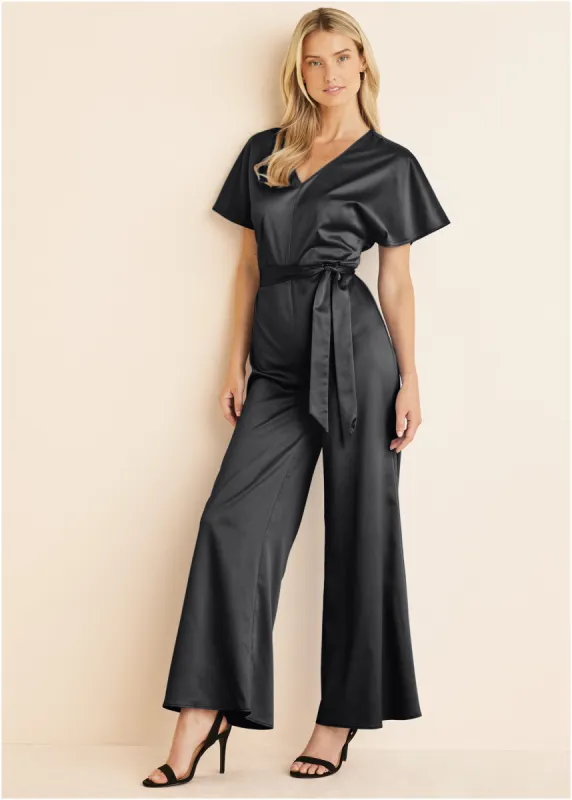 Flutter Sleeve Jumpsuit - Black sold by VENUS