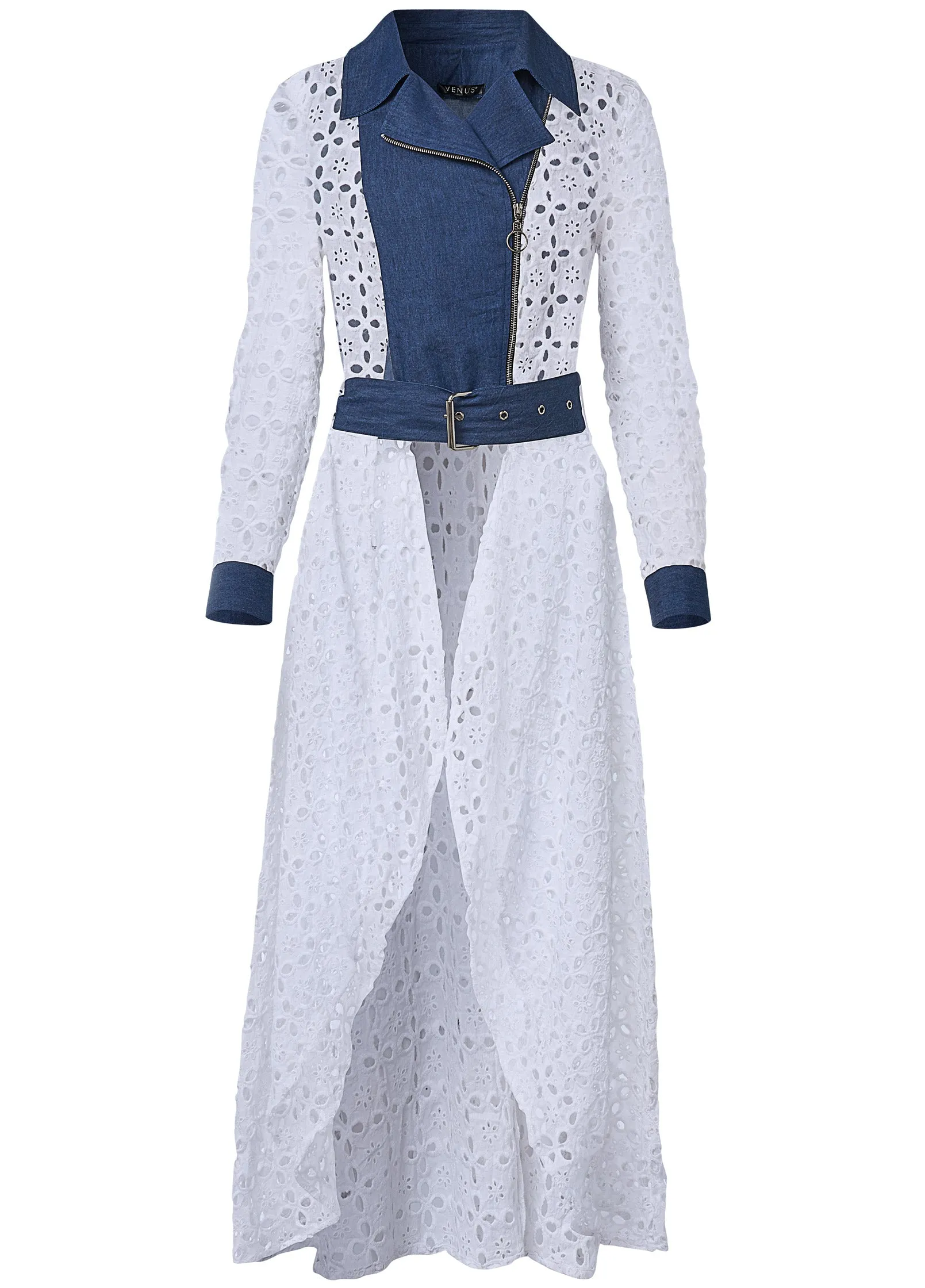 High-Low Eyelet Jacket - Indigo & White sold by VENUS product image thumbnail 5