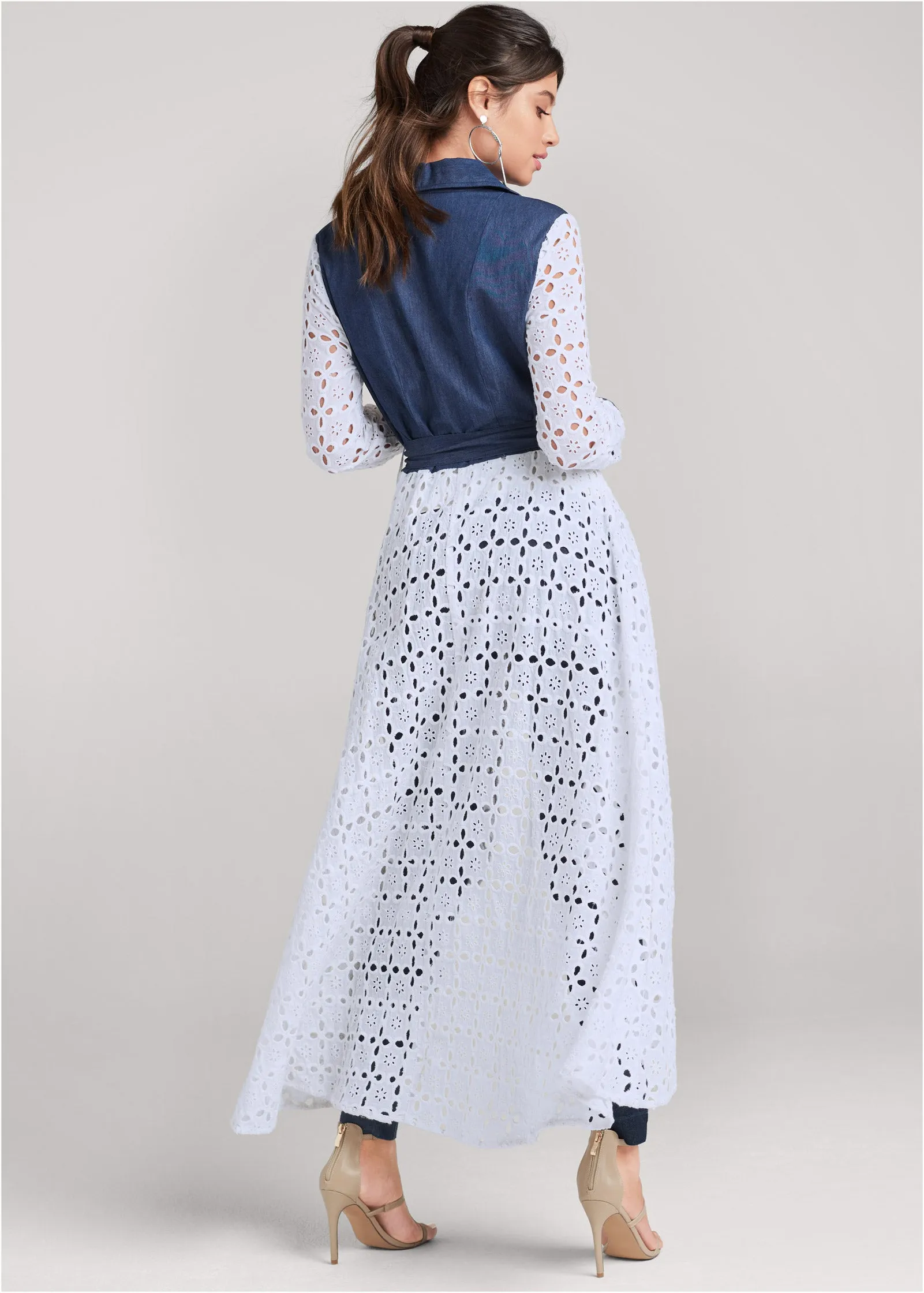 High-Low Eyelet Jacket - Indigo & White sold by VENUS product image thumbnail 2