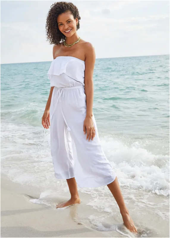 Strapless Jumpsuit - Pearl White sold by VENUS