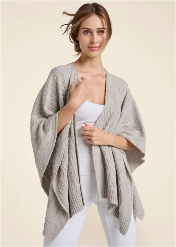 Sweater Knit Poncho  - Grey sold by VENUS