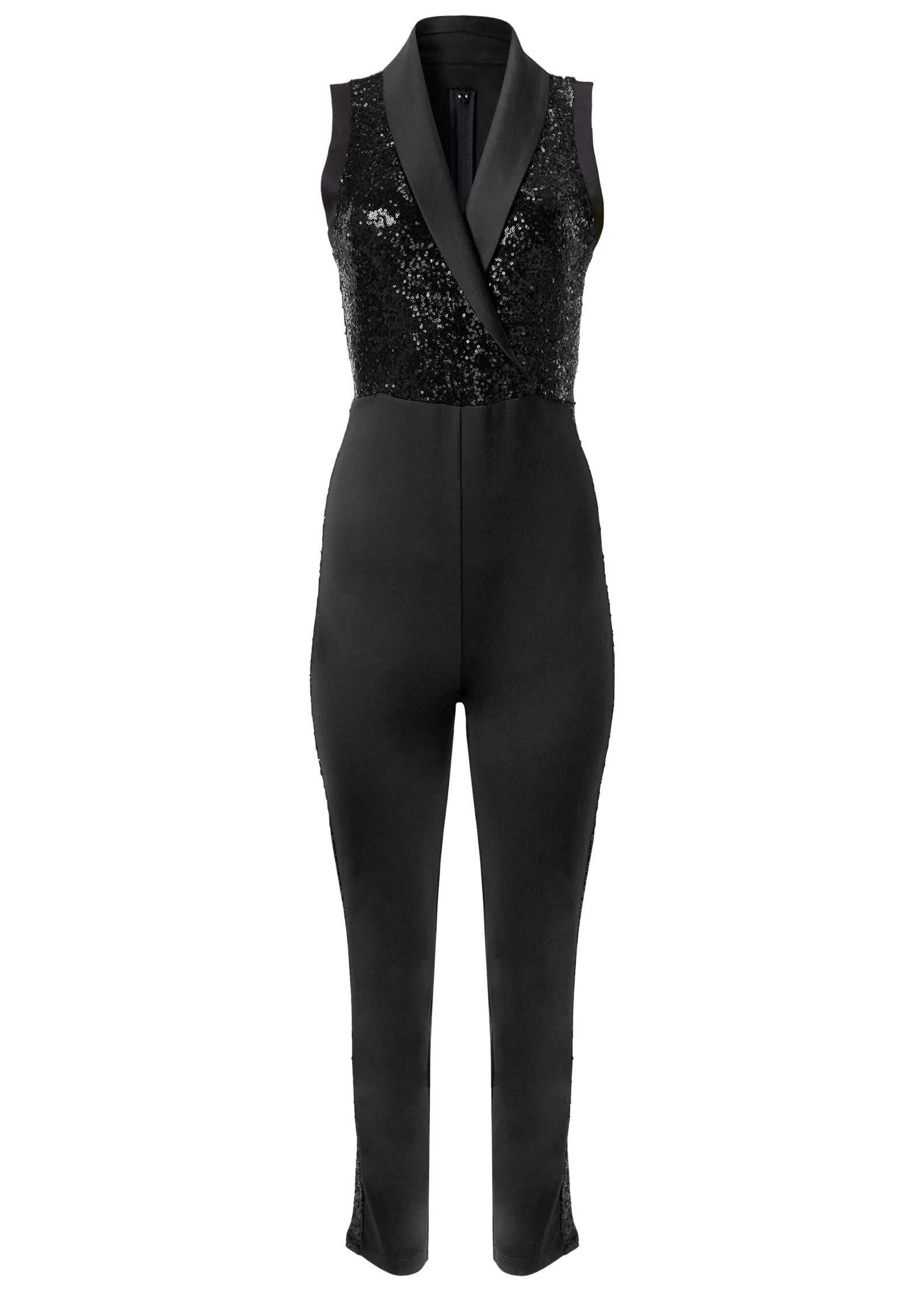 Sequin Tuxedo Jumpsuit - Black sold by VENUS product image thumbnail 5