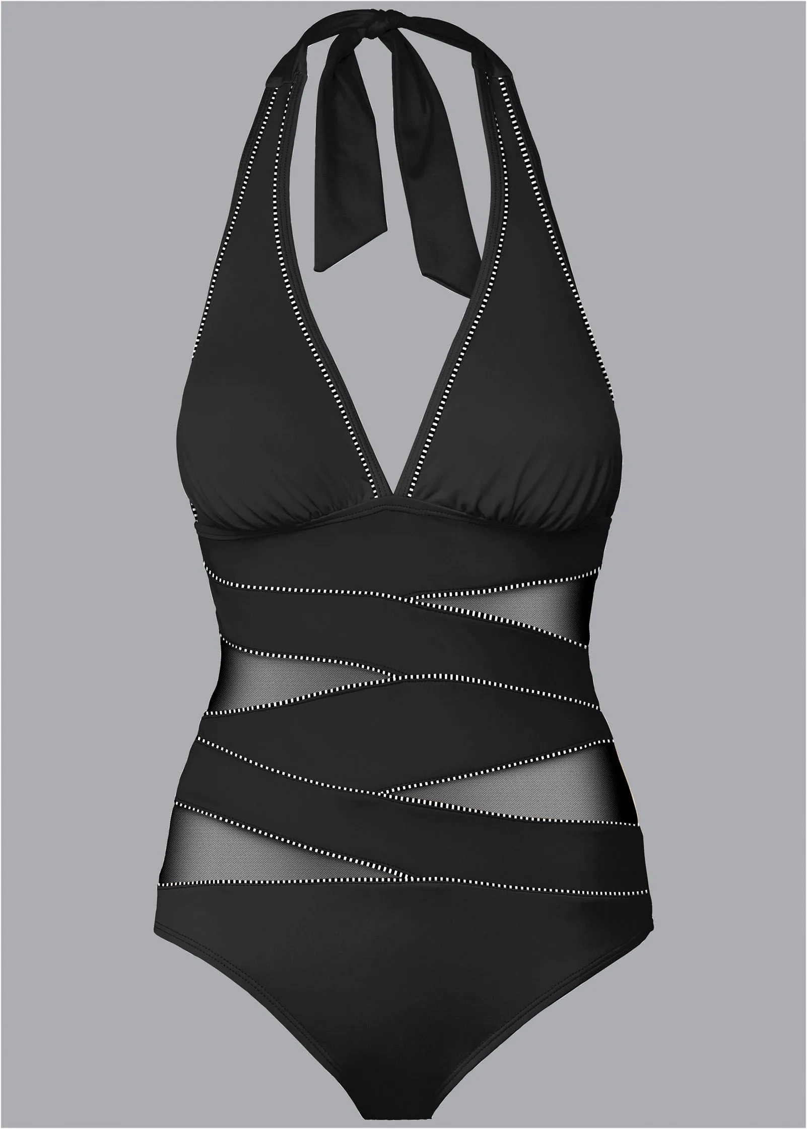 Peek-A-Boo Halter One-Piece - Black & White sold by VENUS product image thumbnail 5