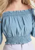 Off-The-Shoulder Cropped To - Blue & White sold by VENUS