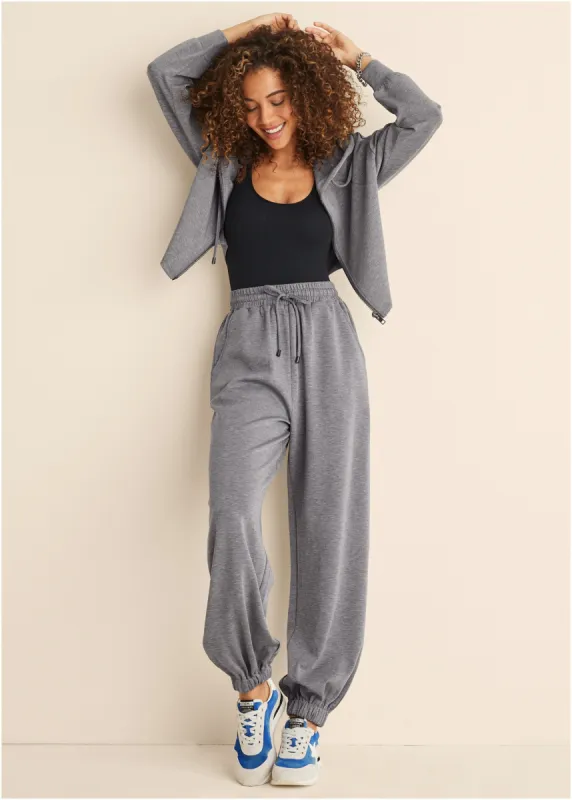 Double Knit Cropped Jacket - Medium Heather Grey sold by VENUS