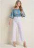 Off-The-Shoulder Cropped To - Blue & White sold by VENUS