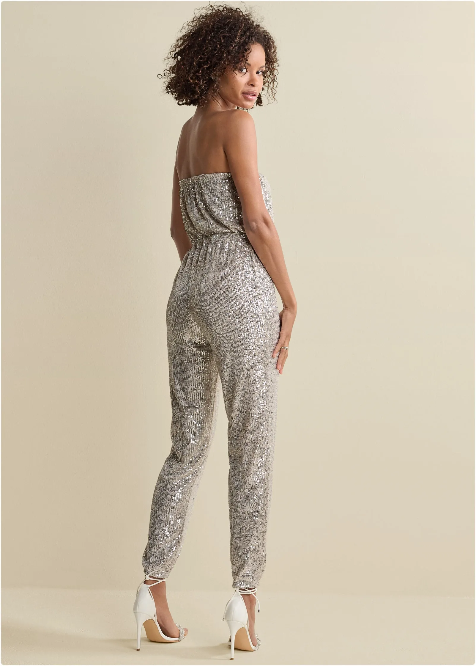 Strapless Sequin Jumpsuit - Champagne sold by VENUS product image thumbnail 2