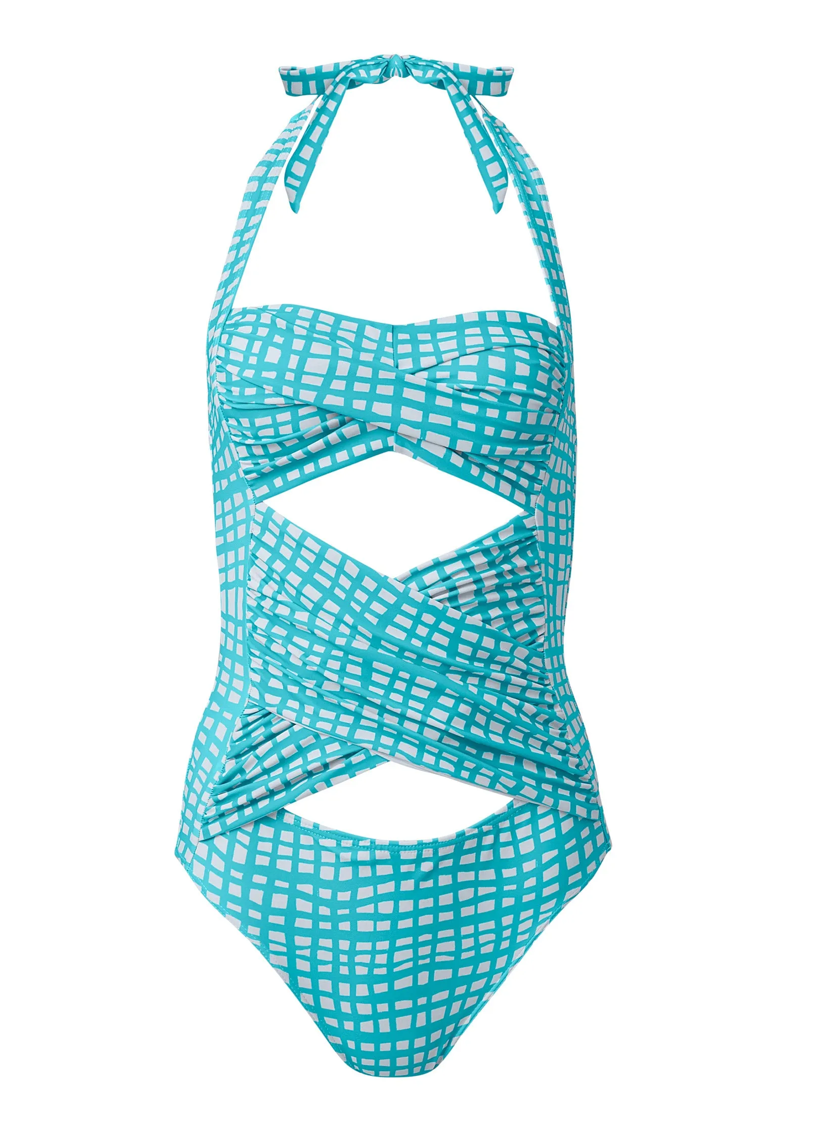 Wrap One-Piece - Checker Me Blue sold by VENUS product image thumbnail 5