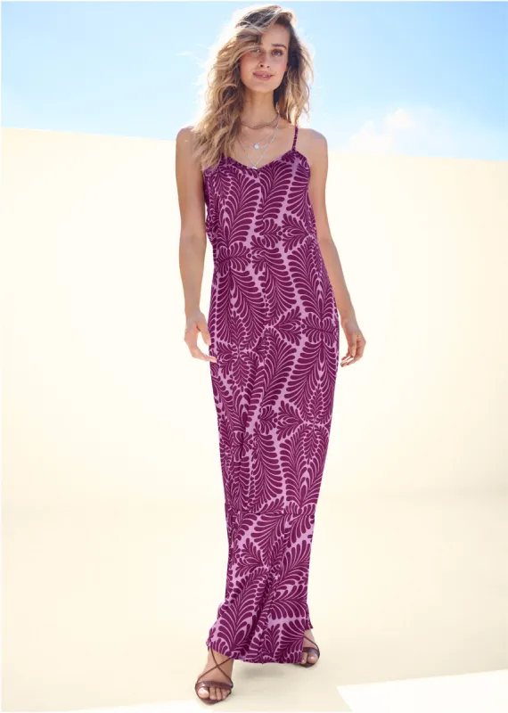Tassel Tie-Back Maxi Dress - Purple Multi sold by VENUS