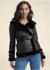 Faux-Leather & Fur Coat - Black sold by VENUS