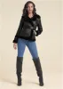 Faux-Leather & Fur Coat - Black sold by VENUS