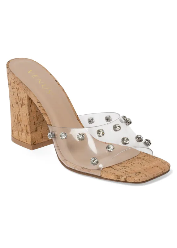 Embellished Cork Heels - Natural Multi sold by VENUS