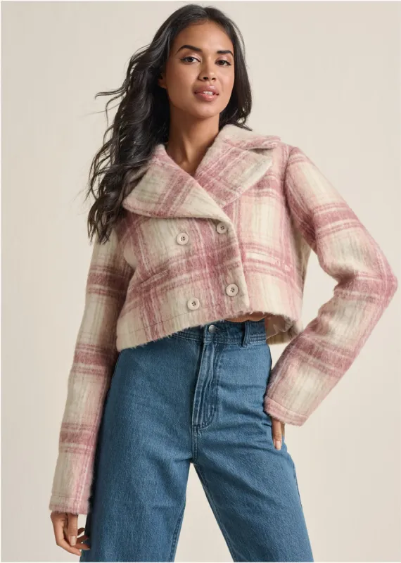 Crop Double Breasted Jacket - Pink Multi sold by VENUS