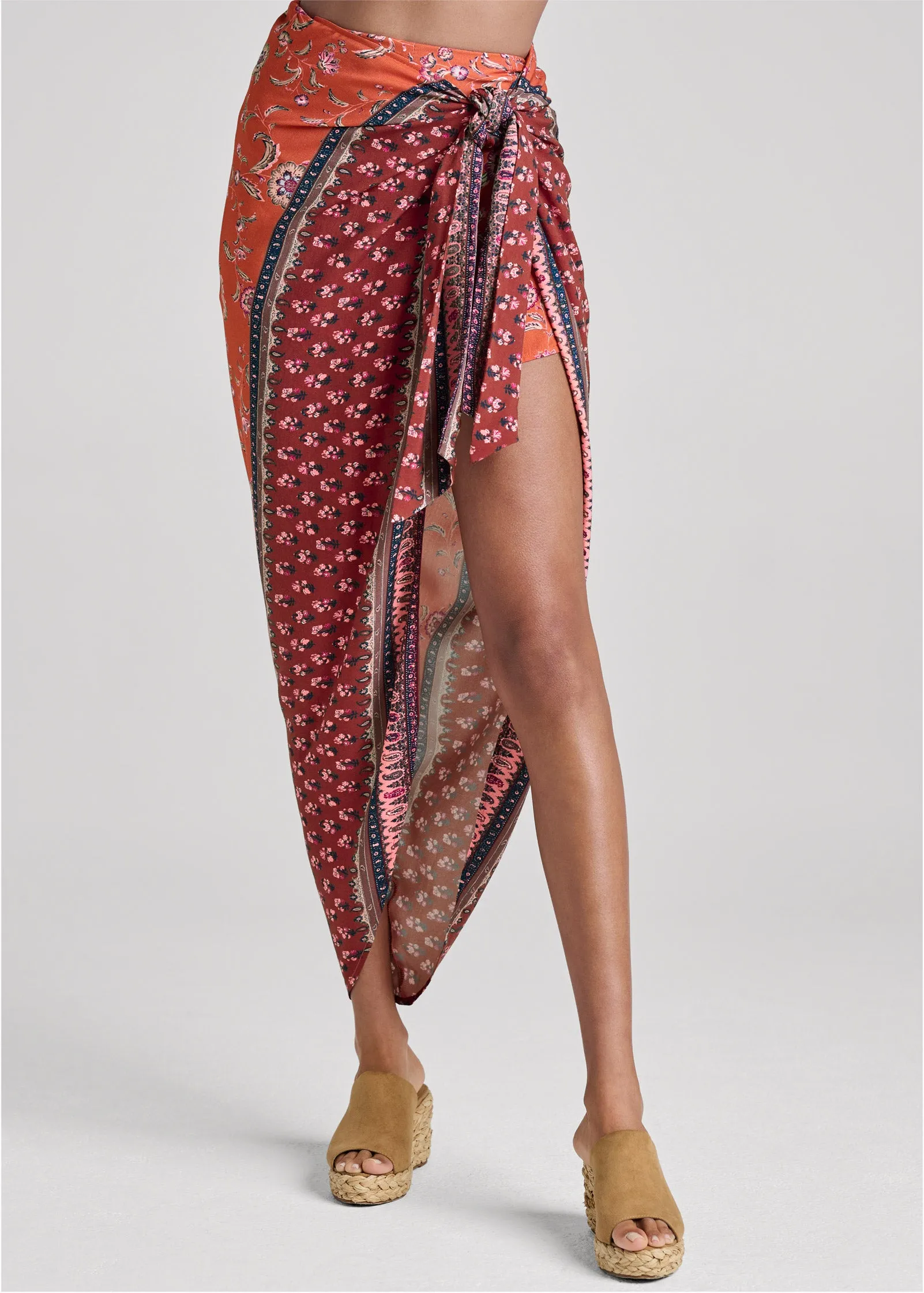 Paisley Print Wrap Skirt - Red Multi sold by VENUS