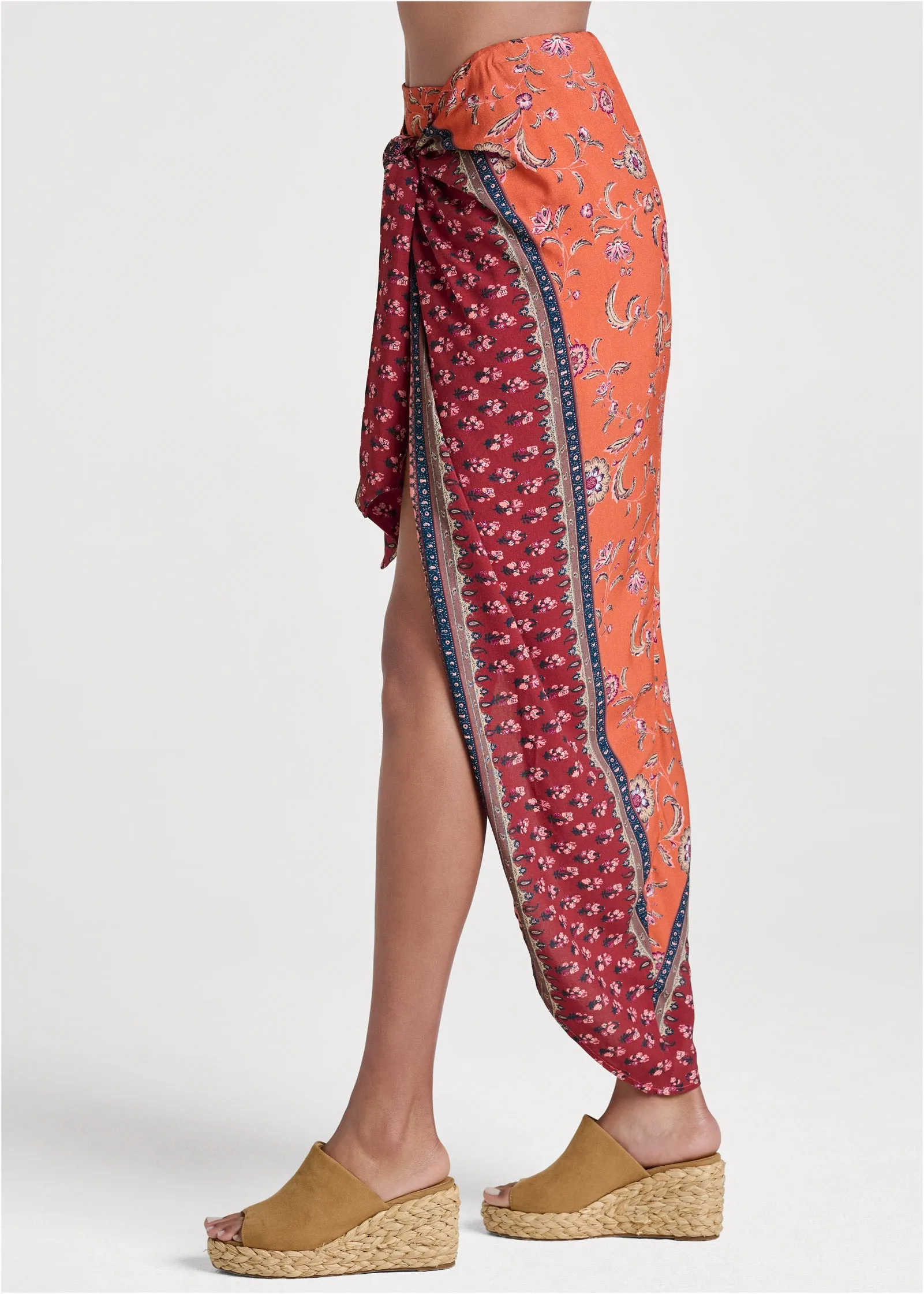 Paisley Print Wrap Skirt - Red Multi sold by VENUS product image thumbnail 3
