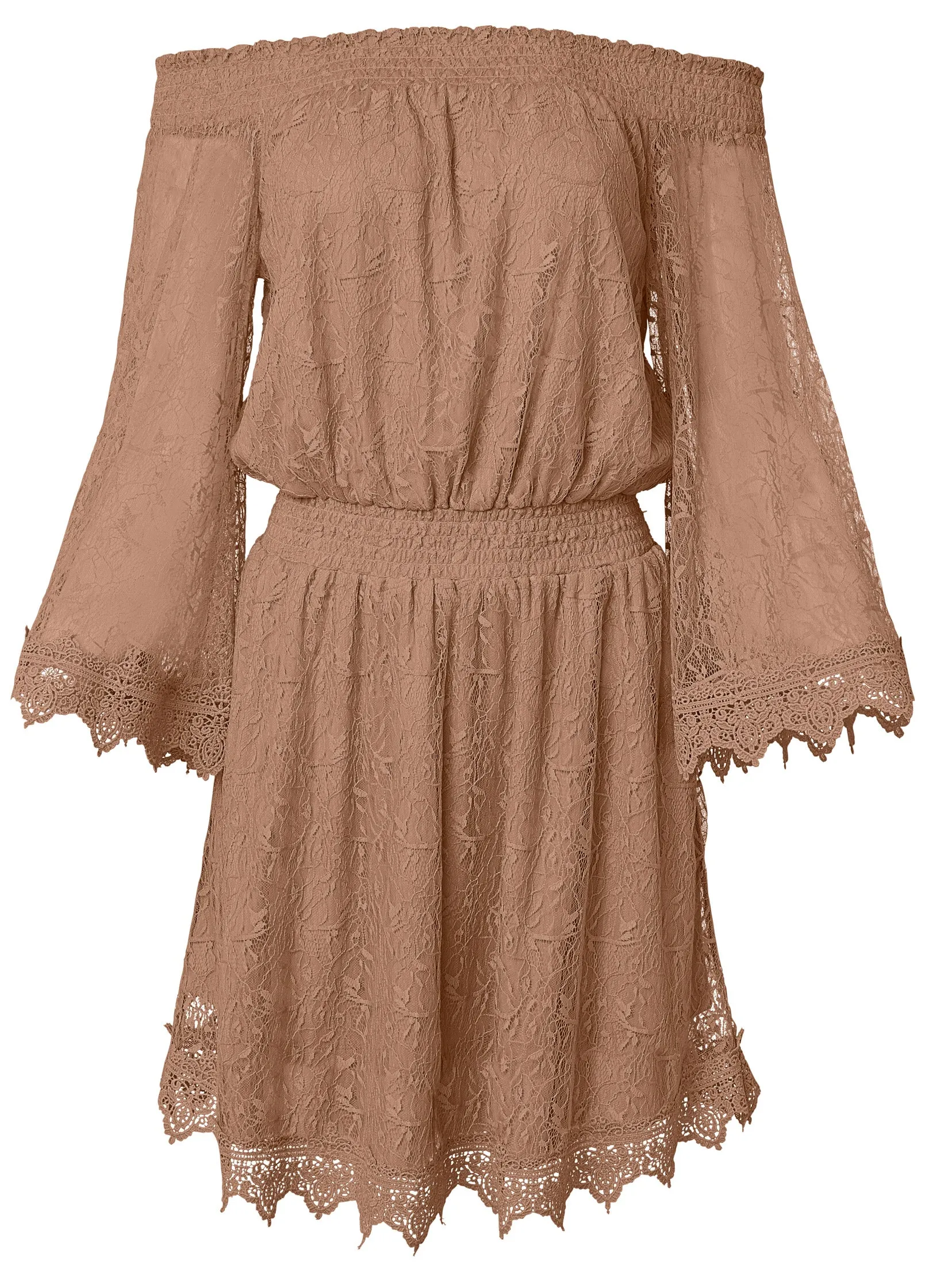 Off-The-Shoulder Lace Dress - Camel sold by VENUS product image thumbnail 4