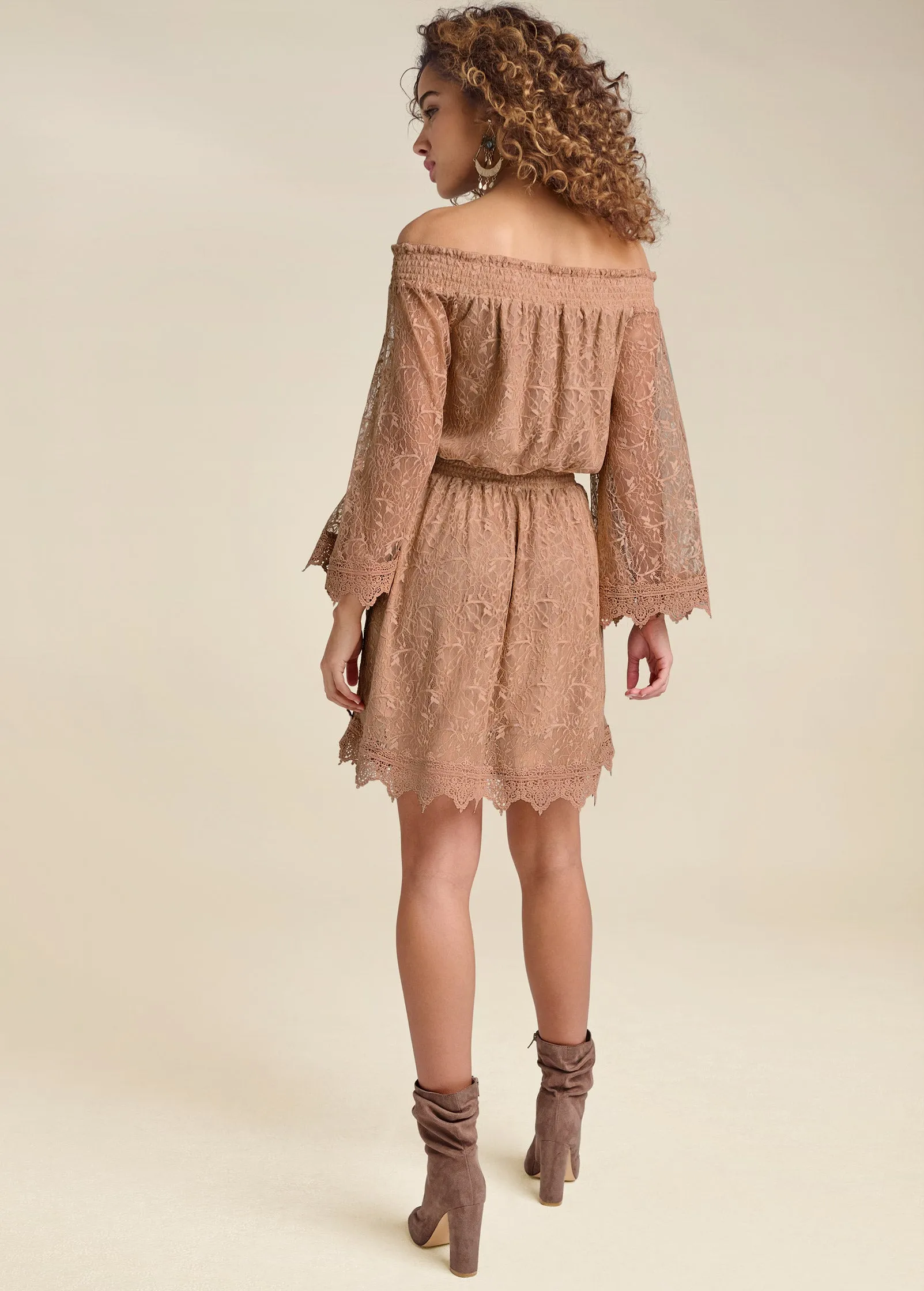 Off-The-Shoulder Lace Dress - Camel sold by VENUS product image thumbnail 3