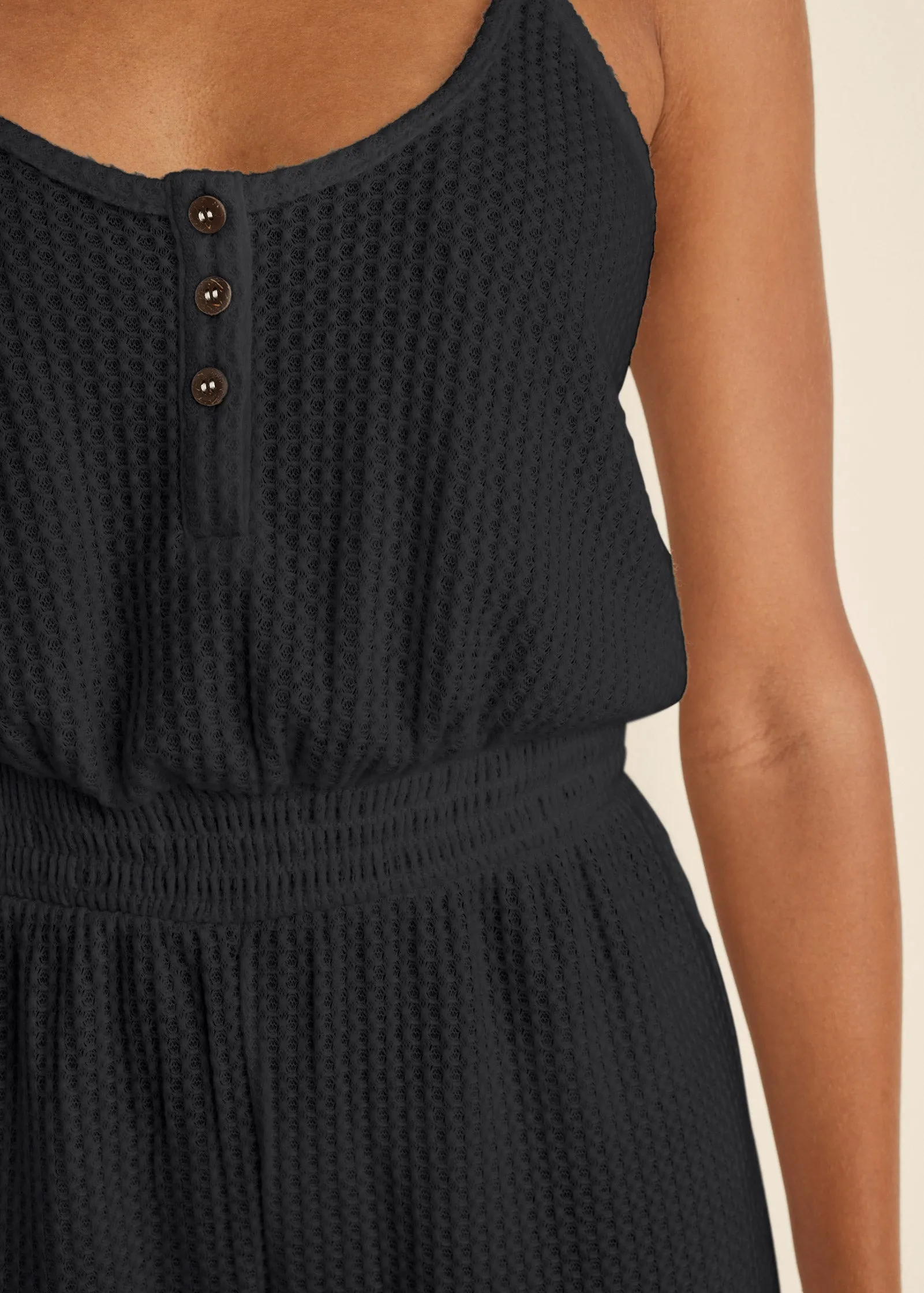 Cozy Waffle Romper - Black sold by VENUS product image thumbnail 3