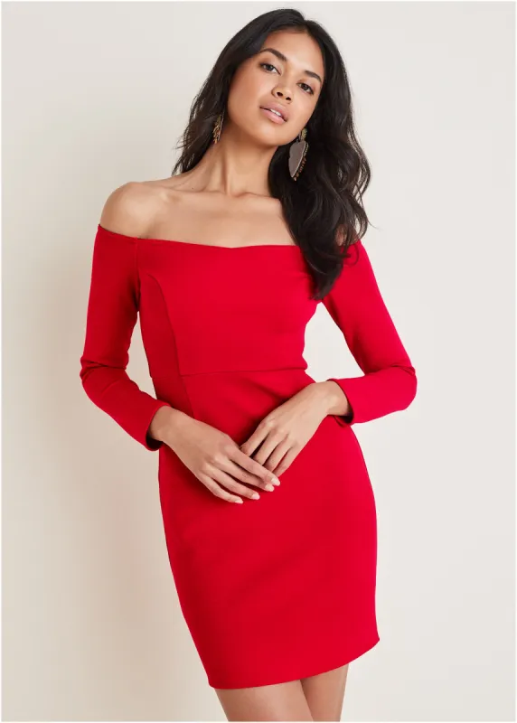 Off-The-Shoulder Mini Dress - Equestrian Red sold by VENUS