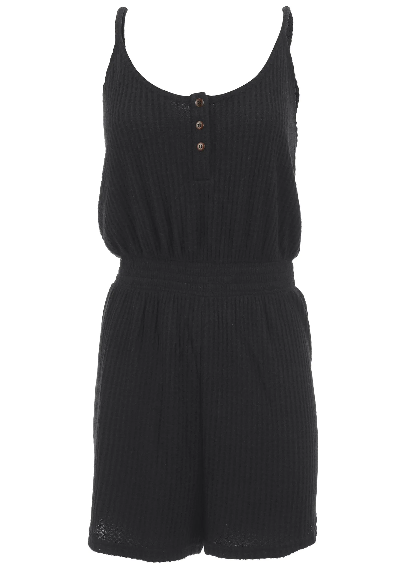 Cozy Waffle Romper - Black sold by VENUS product image thumbnail 4