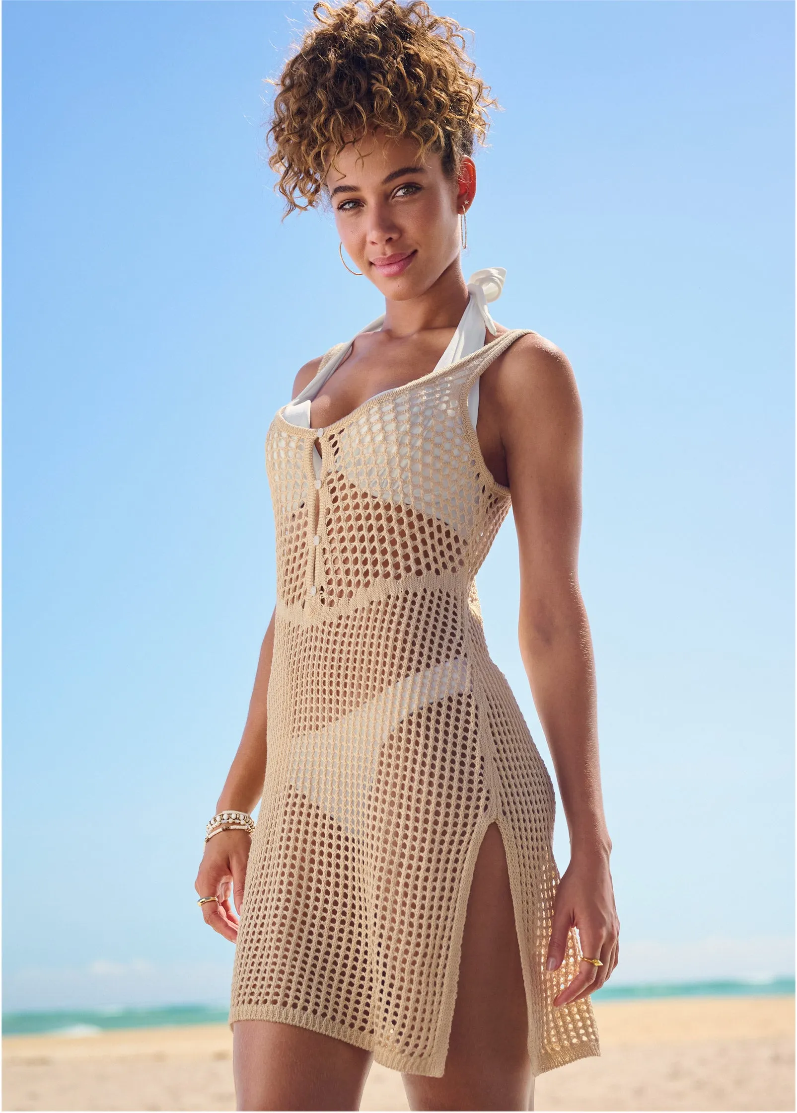 Button-Front Cover-Up Dress - Sweet Cream sold by VENUS