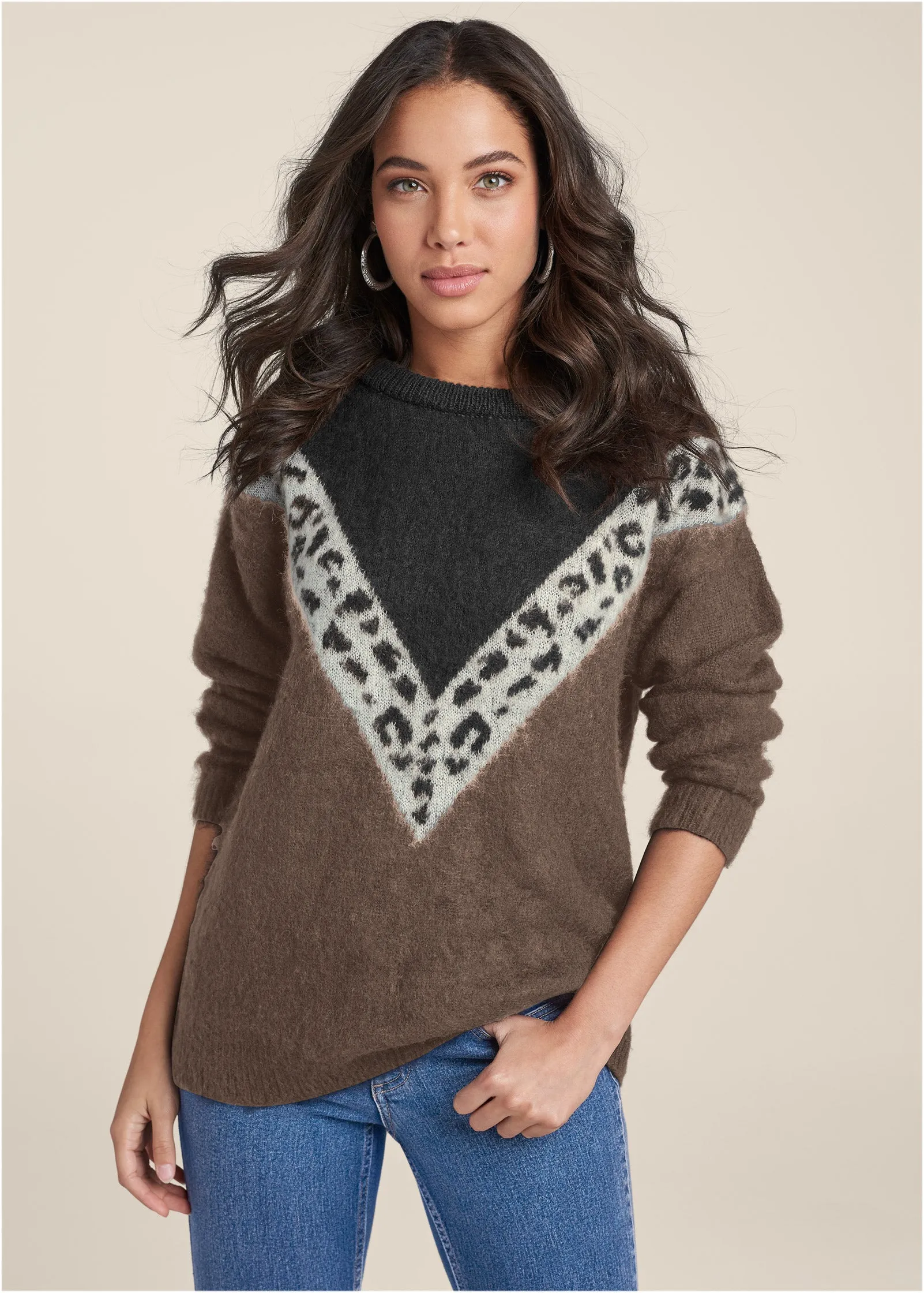 Leopard Stripe Sweater - Black Multi sold by VENUS
