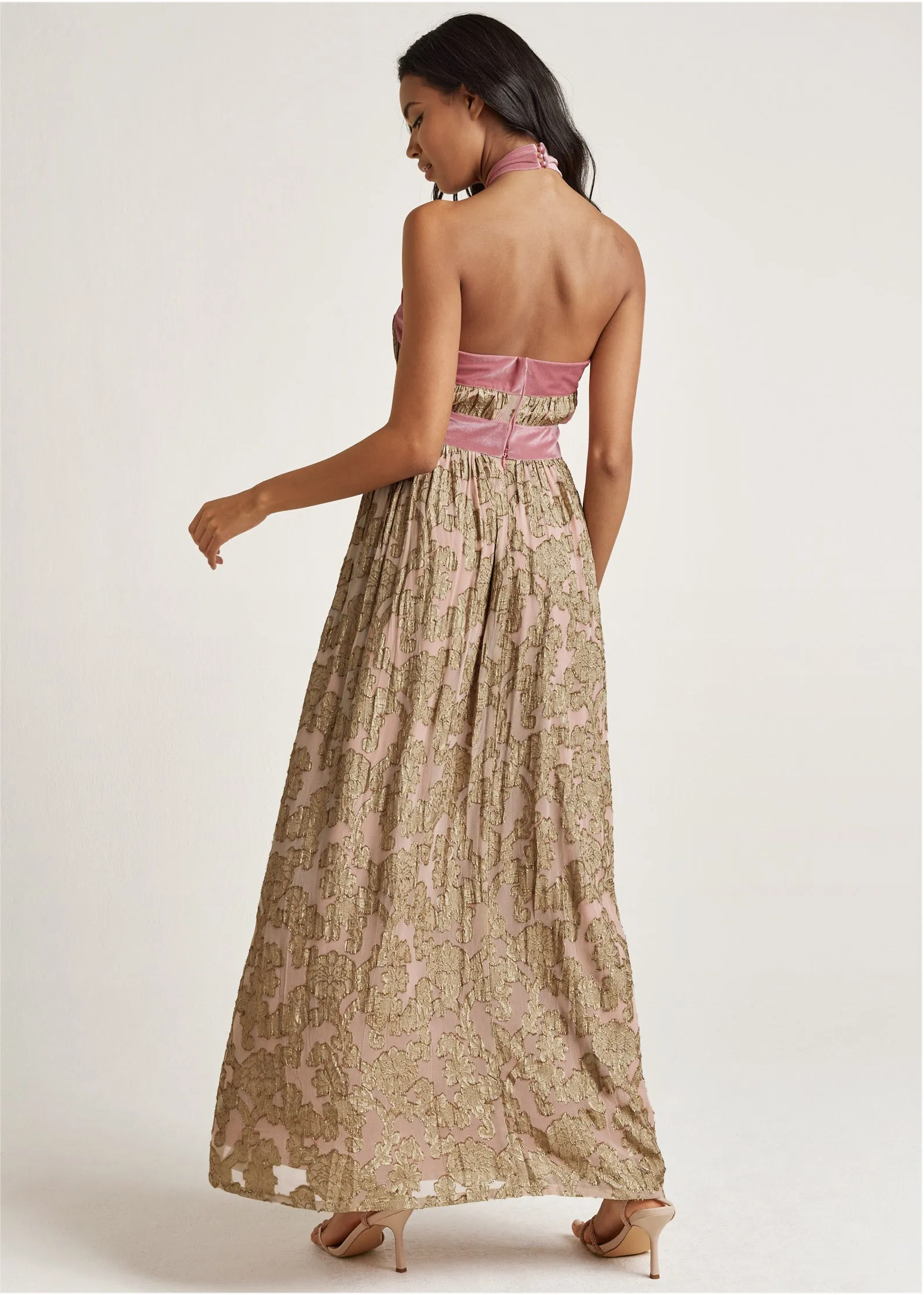 Jacquard Halter Gown - Blush sold by VENUS product image thumbnail 2