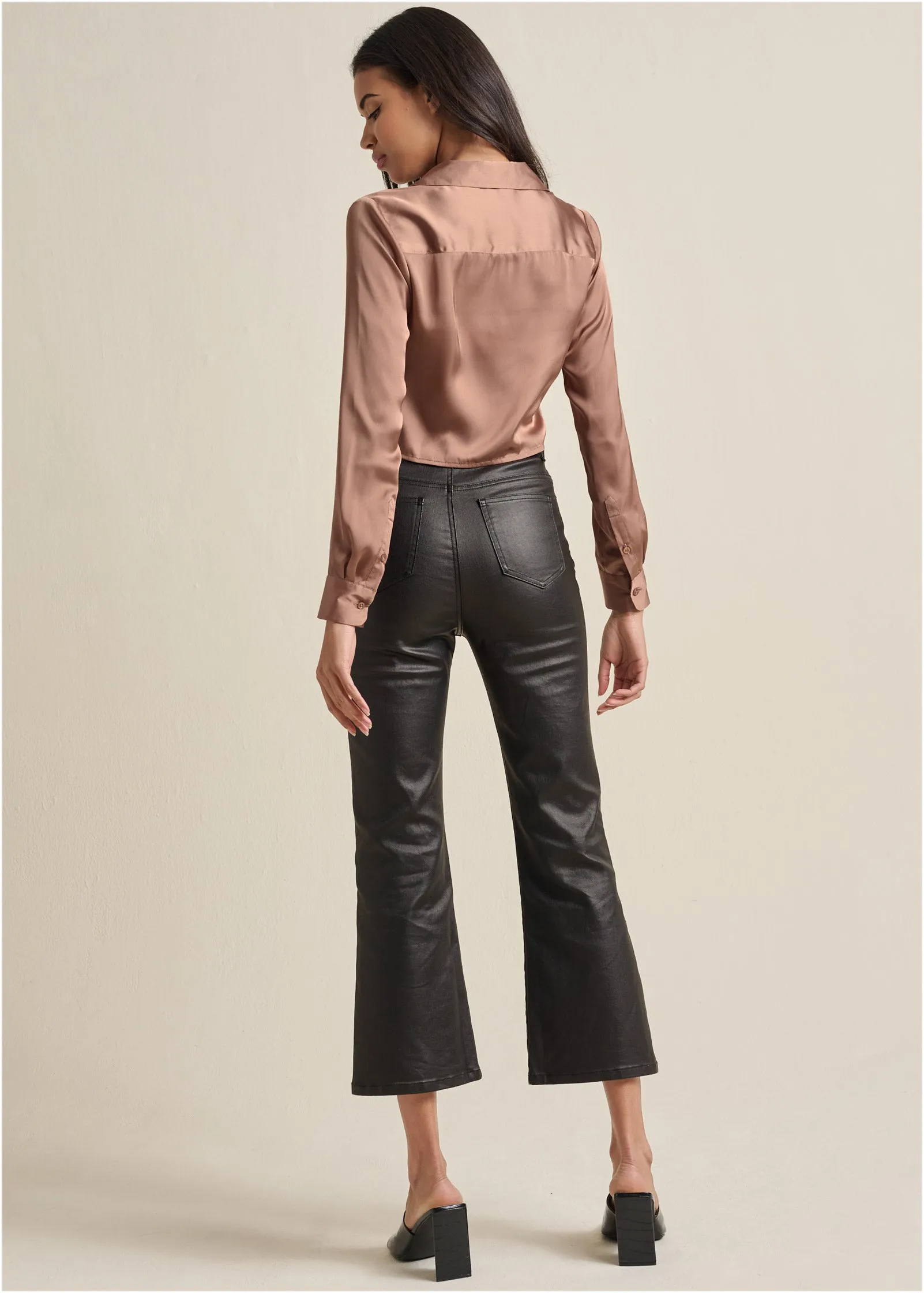 Satin Crop Blouse - Taupe sold by VENUS product image thumbnail 2