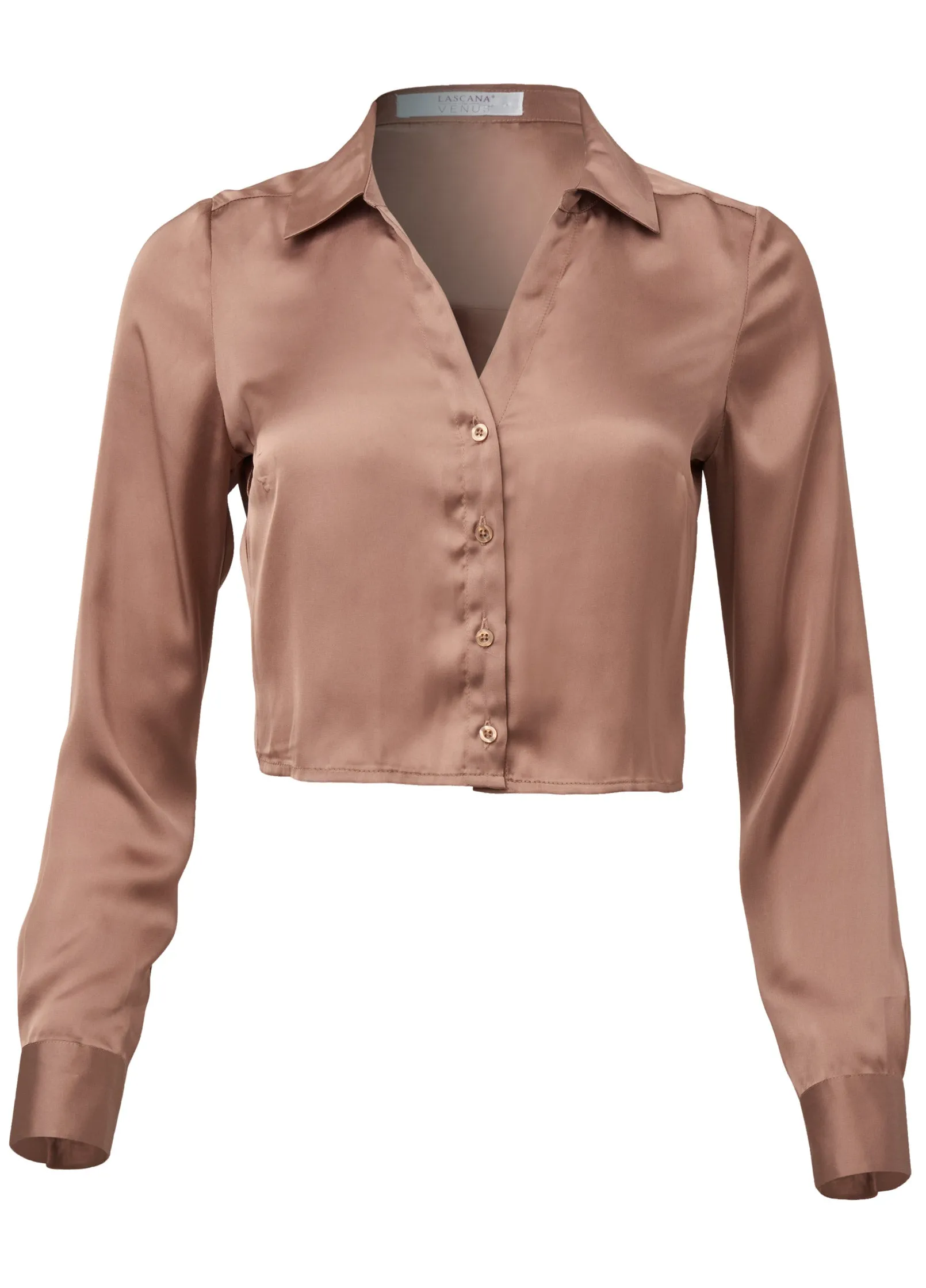 Satin Crop Blouse - Taupe sold by VENUS product image thumbnail 5