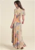 Surplice Maxi Dress - Orange Multi sold by VENUS