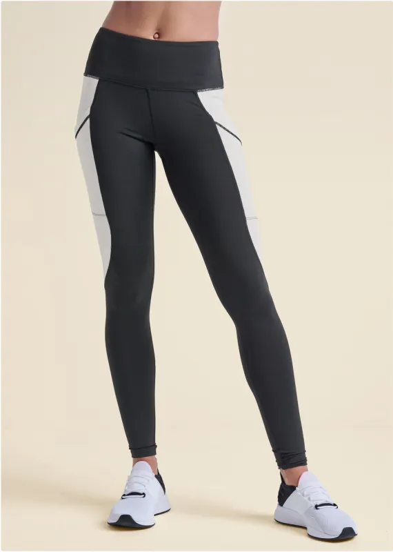 Color Block Active Leggings - Black & White sold by VENUS