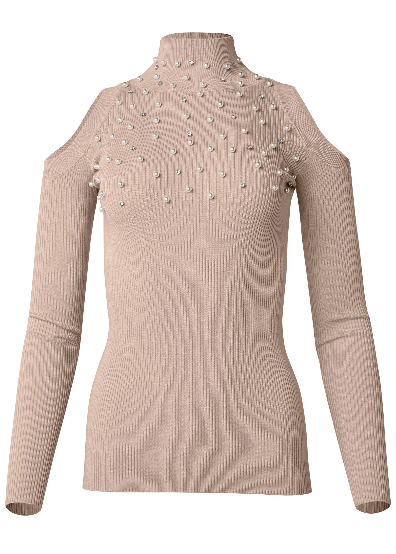 Pearl And Stone Embellished Sweater - Taupe sold by VENUS product image thumbnail 5