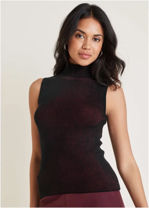 Plaited Tank Sweater - Wine sold by VENUS