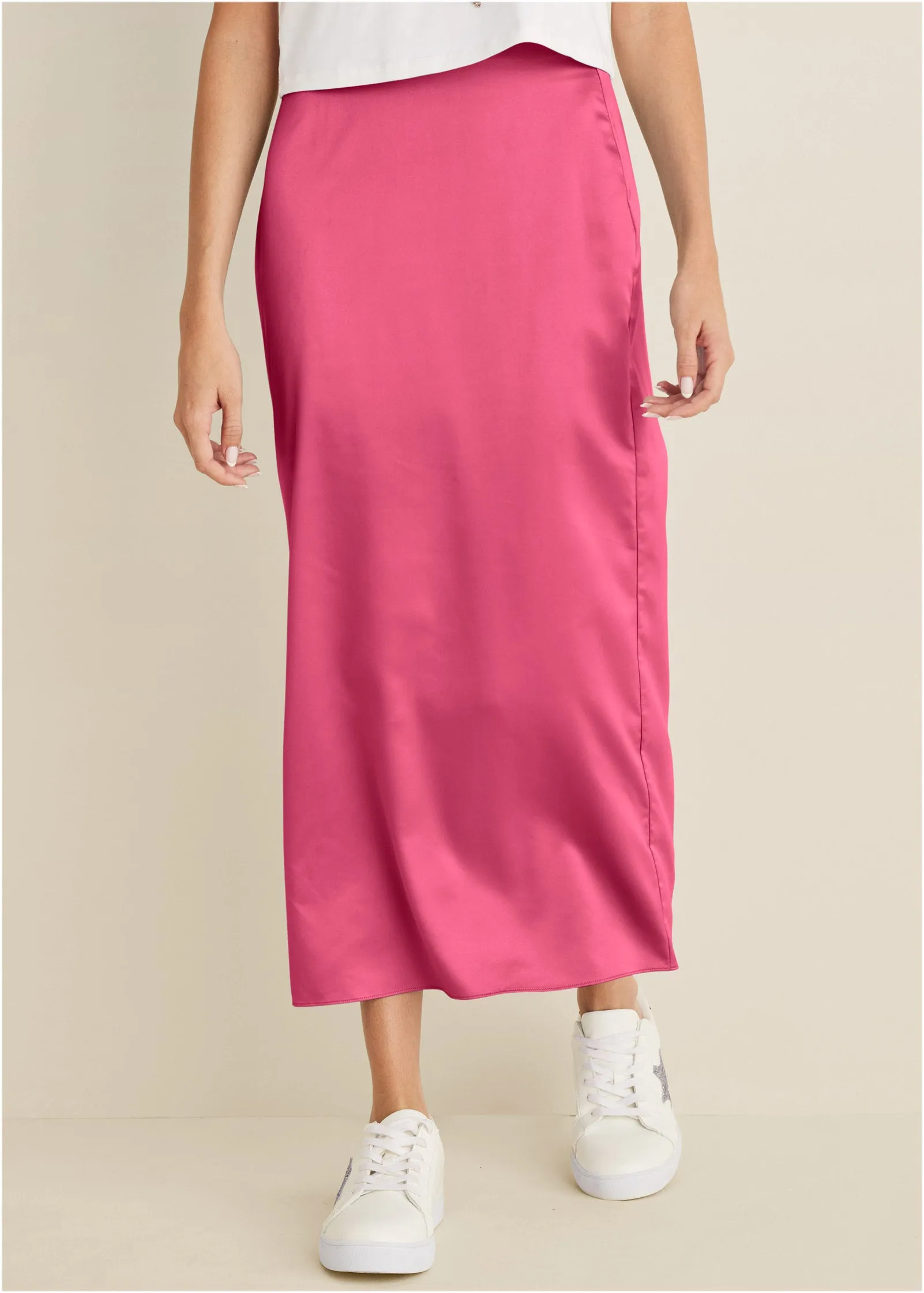 Midi Slip Skirt - Hot Pink sold by VENUS