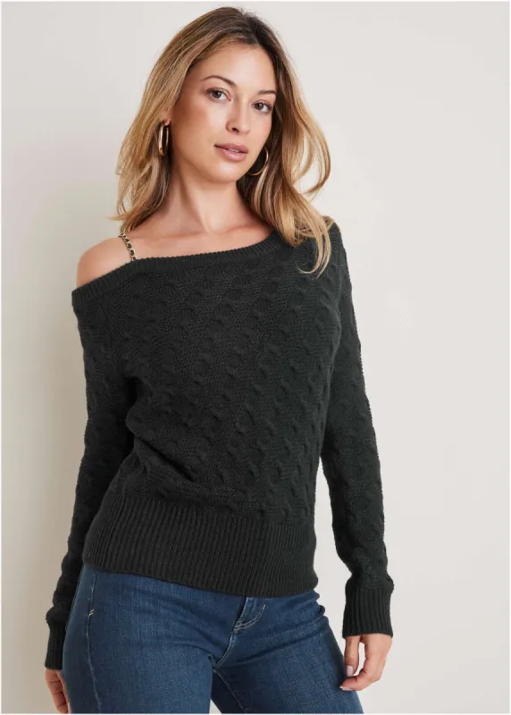 Chain Detail Sweater - Black made by VENUS