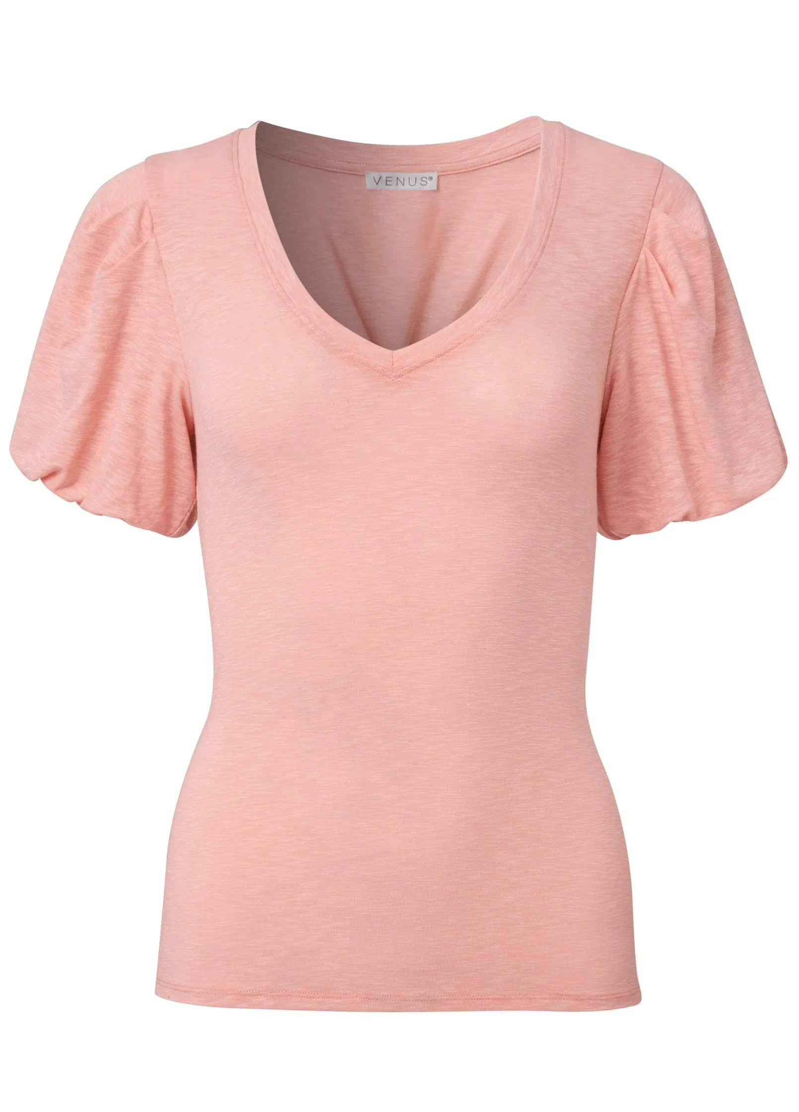 Puff Sleeve V-Neck Tee - Pale Pink sold by VENUS product image thumbnail 5