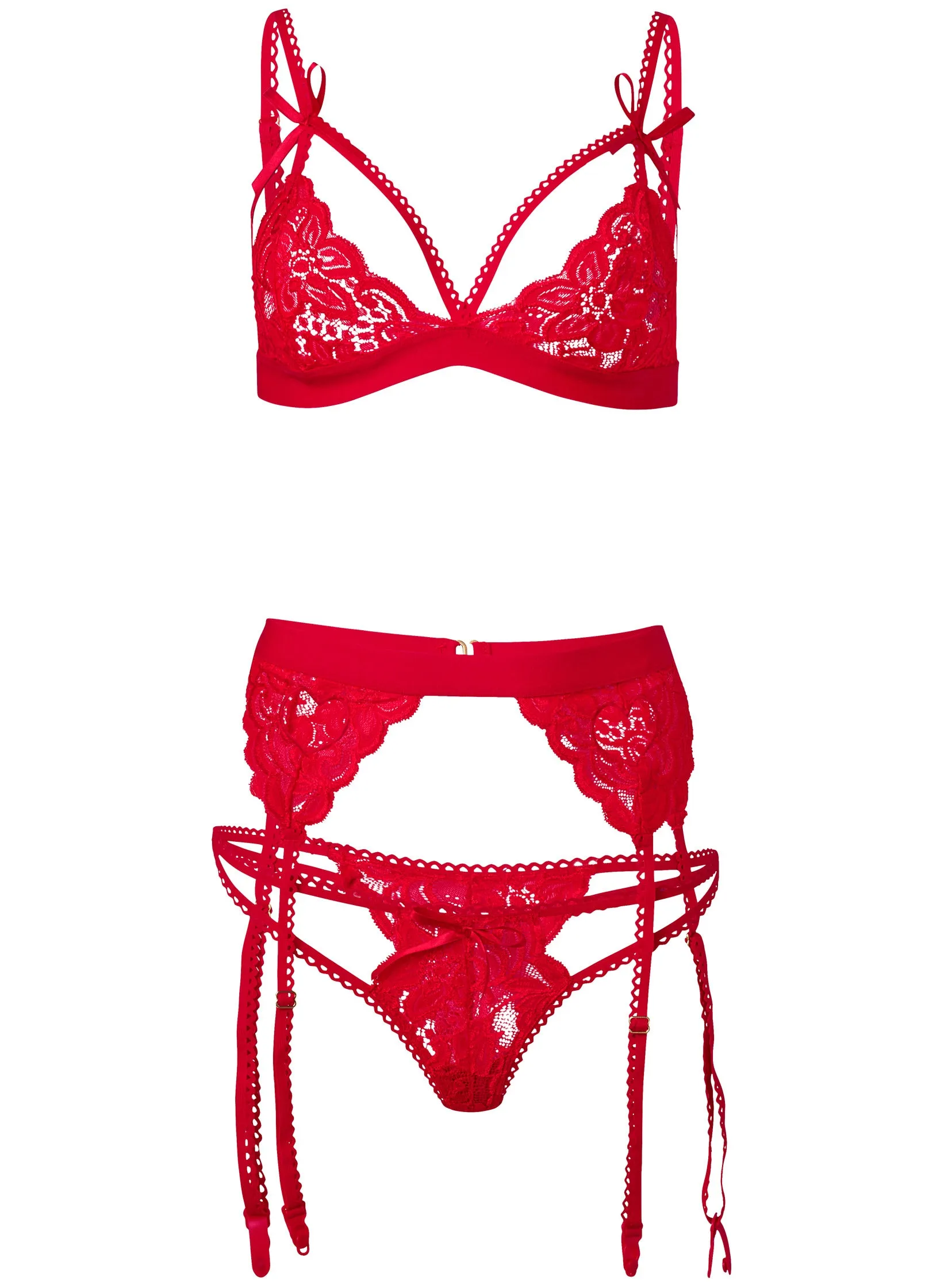 Strappy Lace 3-Piece Set - Red sold by VENUS product image thumbnail 5