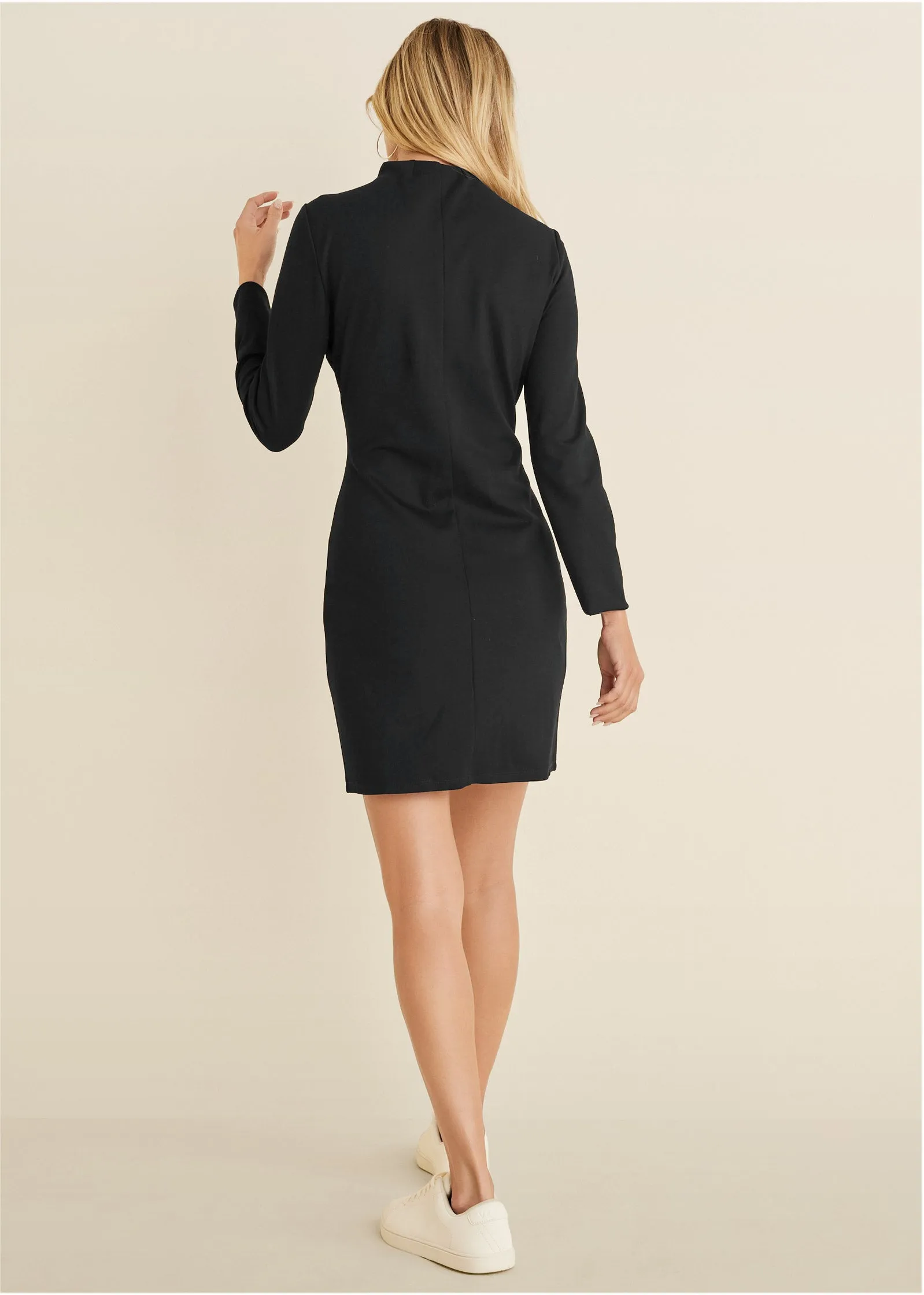 Ponte Quarter Zip Dress - Black sold by VENUS product image thumbnail 2