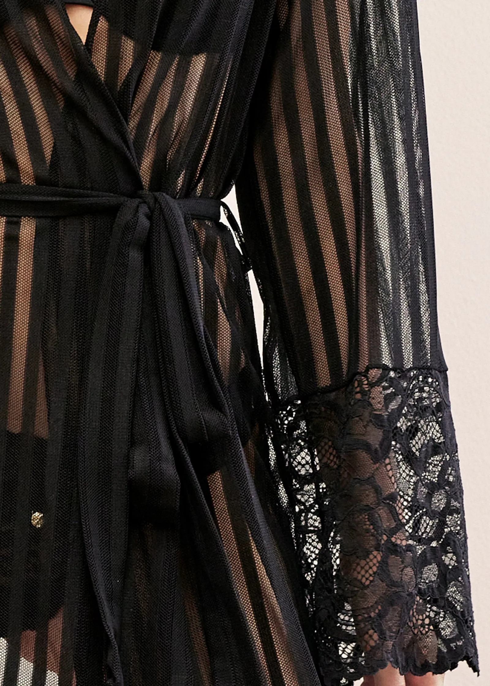 Illusion Lace Robe - Onyx Stripe sold by VENUS product image thumbnail 3