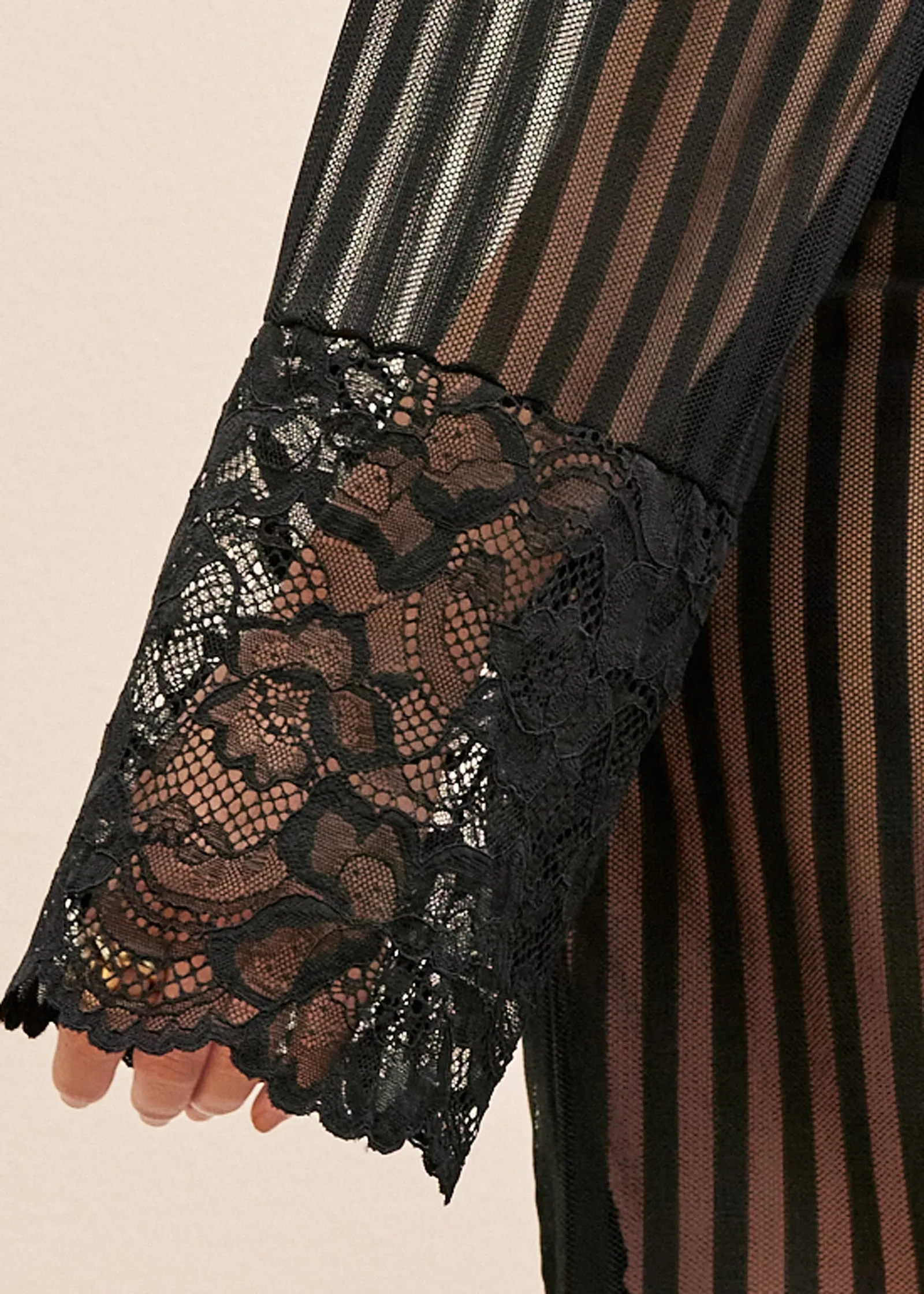 Illusion Lace Robe - Onyx Stripe sold by VENUS product image thumbnail 4