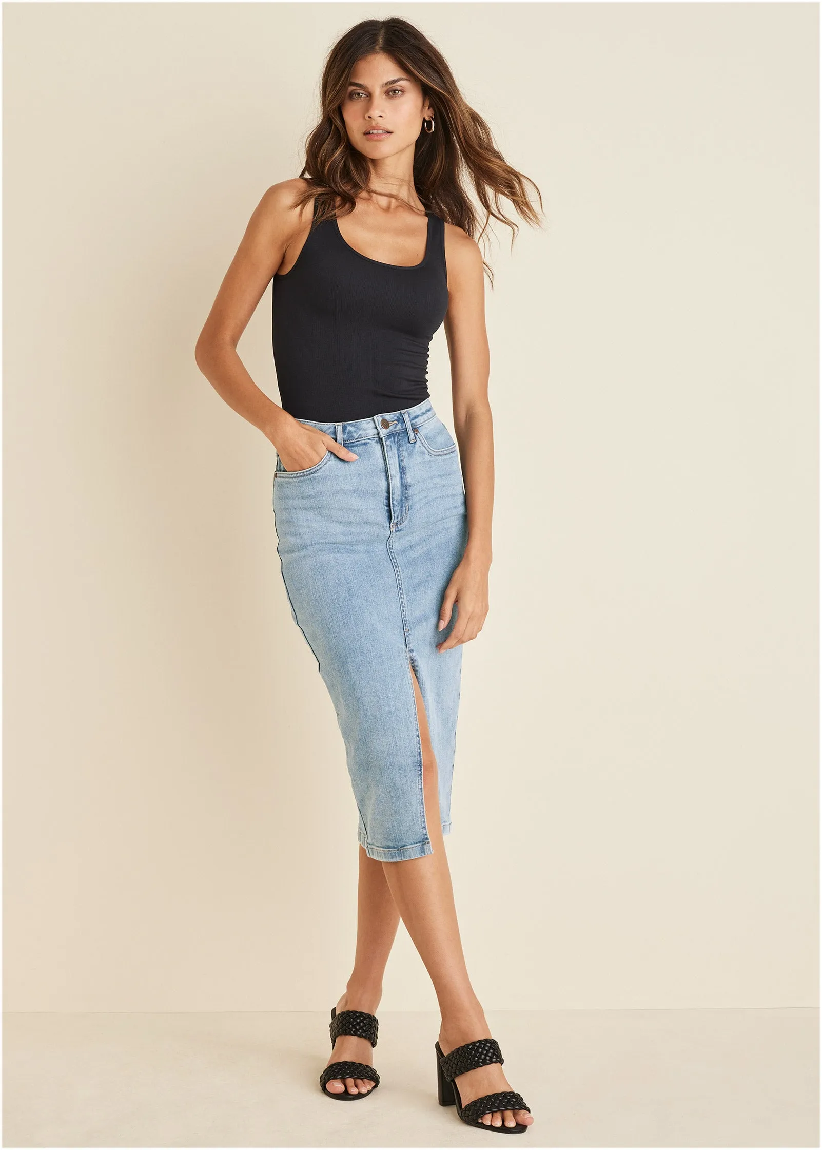 Denim Midi Skirt - Light Wash sold by VENUS product image thumbnail 4