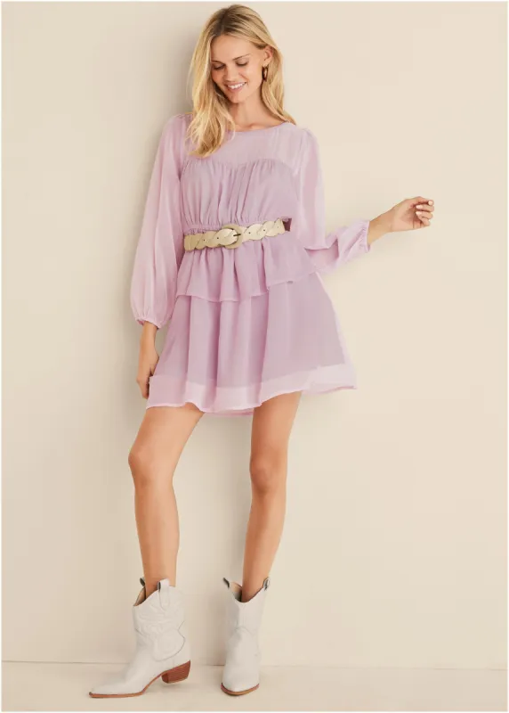 Sheer Beauty Mini Dress - Lilac sold by VENUS