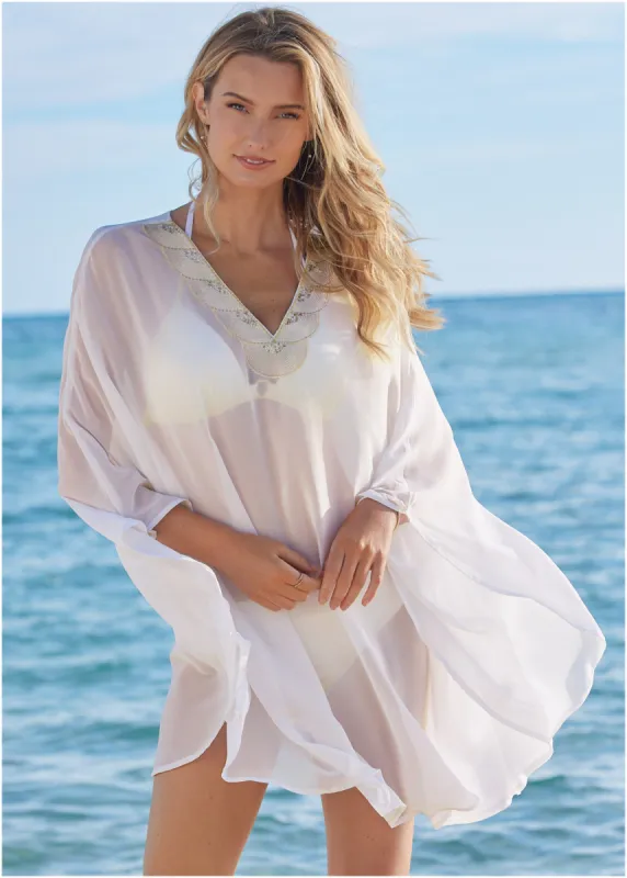 Embellished Tunic Cover-Up - Pearl White sold by VENUS