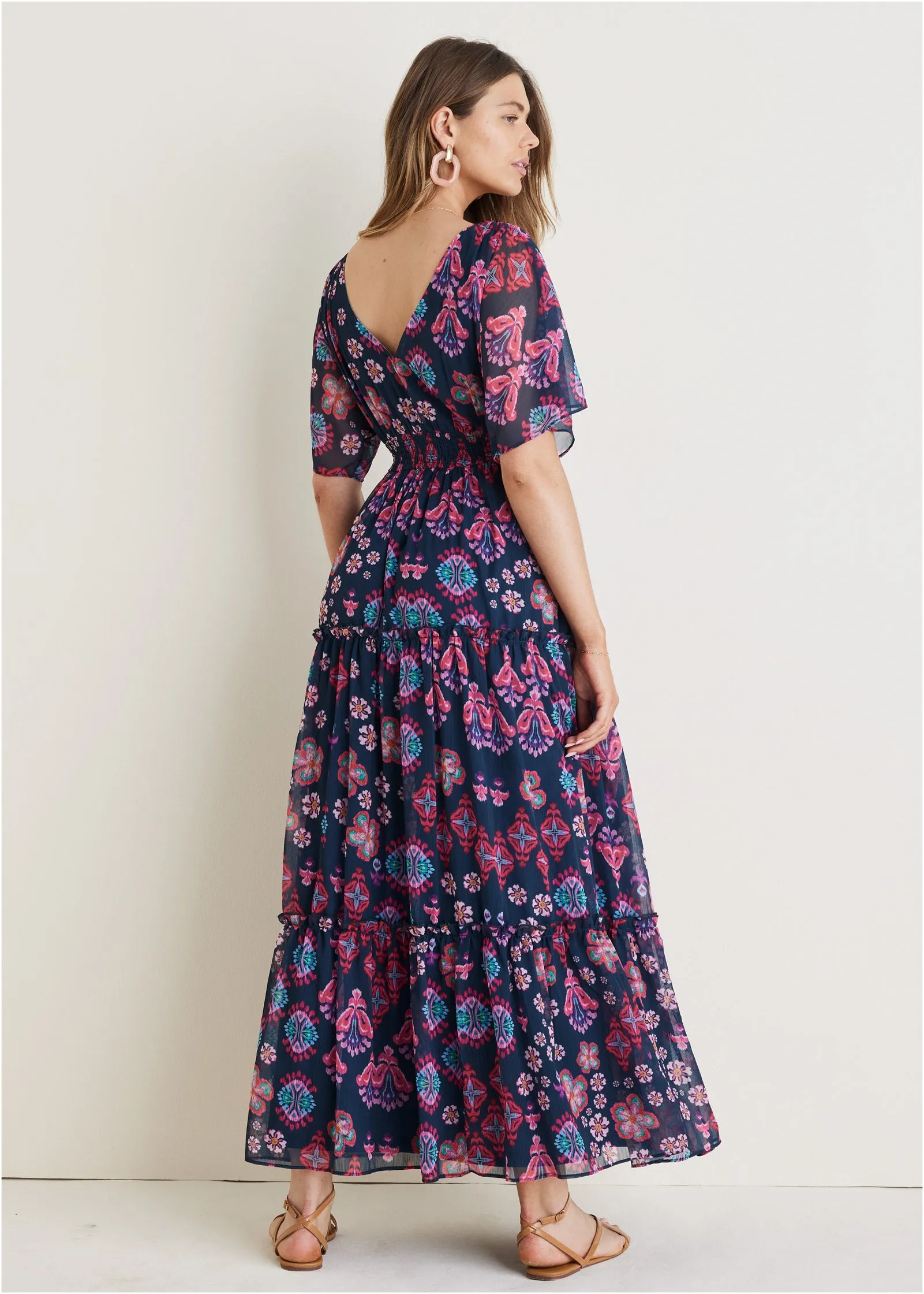 Flutter Sleeve Maxi Dress - Modern Folk Floral sold by VENUS product image thumbnail 2