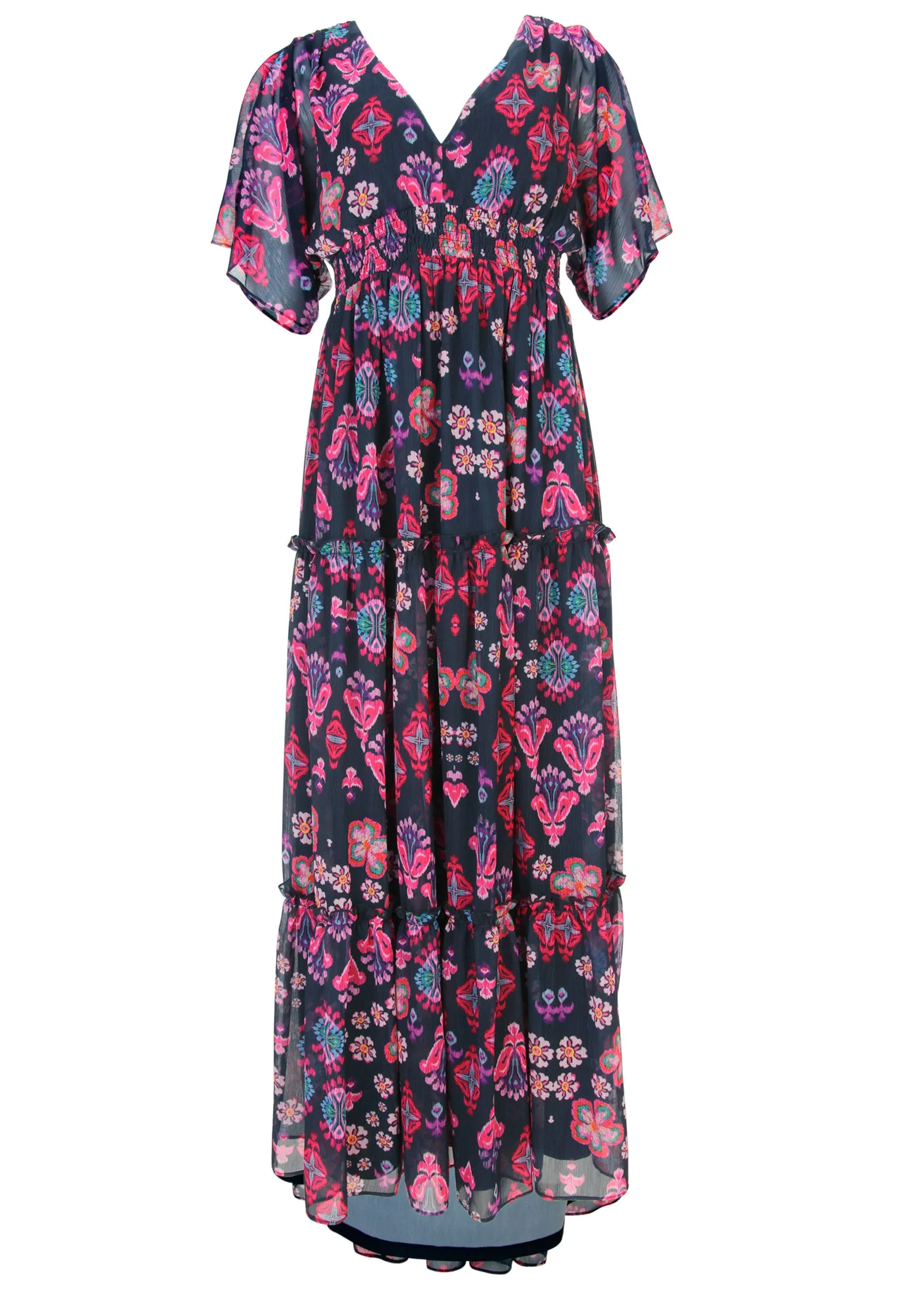 Flutter Sleeve Maxi Dress - Modern Folk Floral sold by VENUS product image thumbnail 3