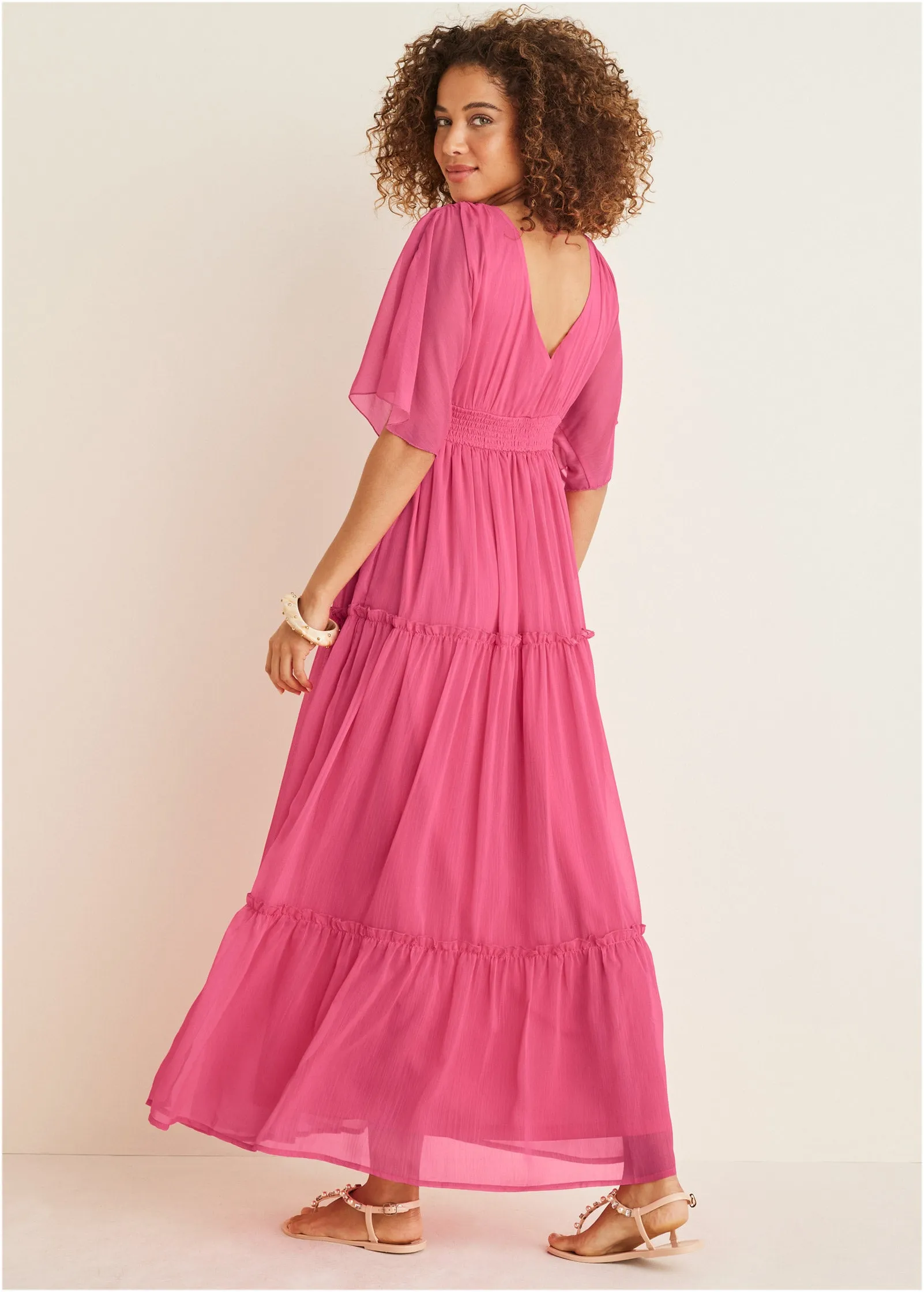 Flutter Sleeve Maxi Dress - Hot Pink sold by VENUS product image thumbnail 2