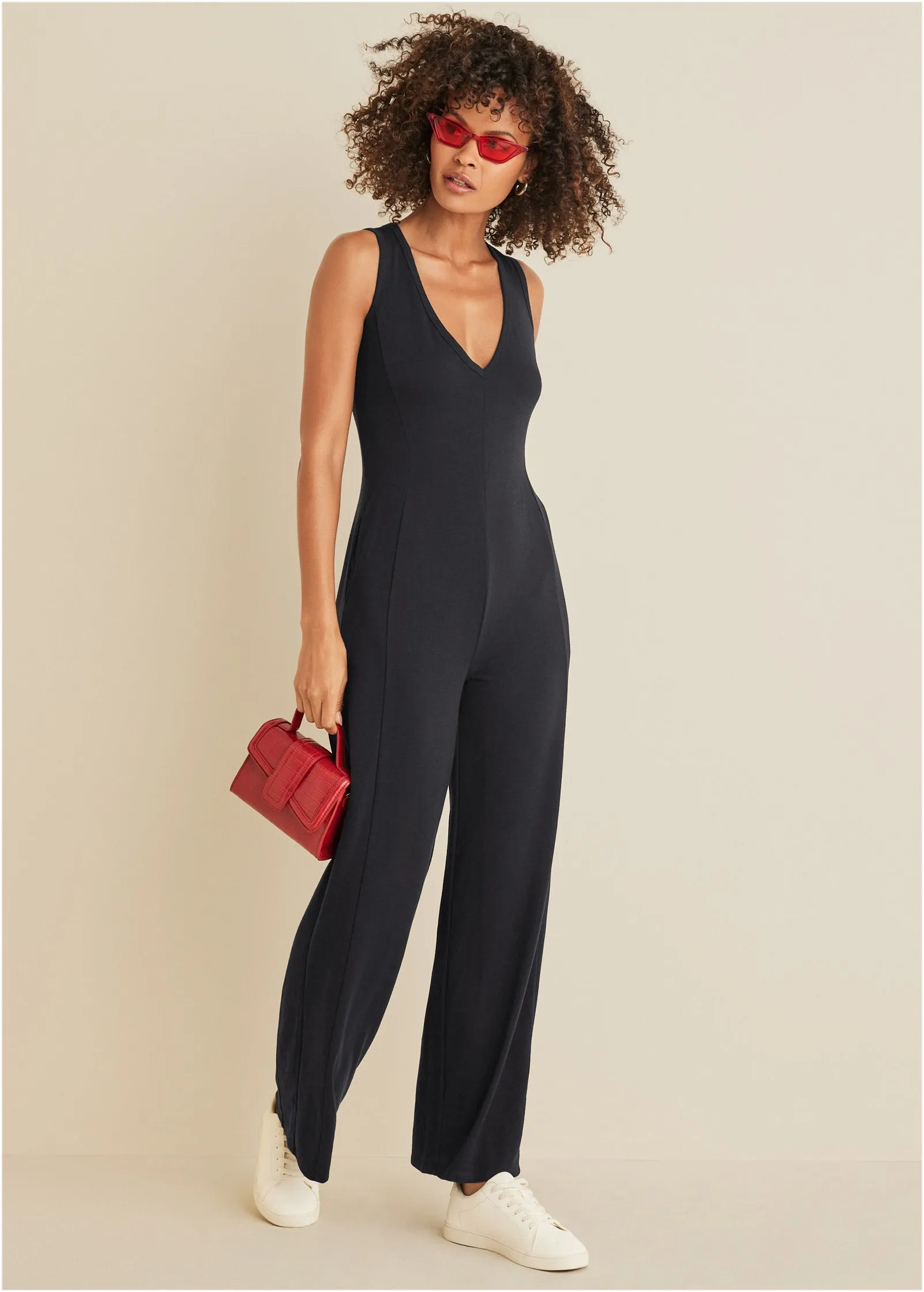 Relaxed V-Neck Jumpsuit - Black sold by VENUS product image thumbnail 5