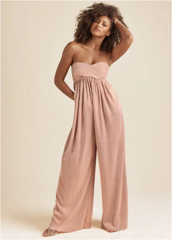 Strapless Shimmer Jumpsuit - Rose Gold sold by VENUS