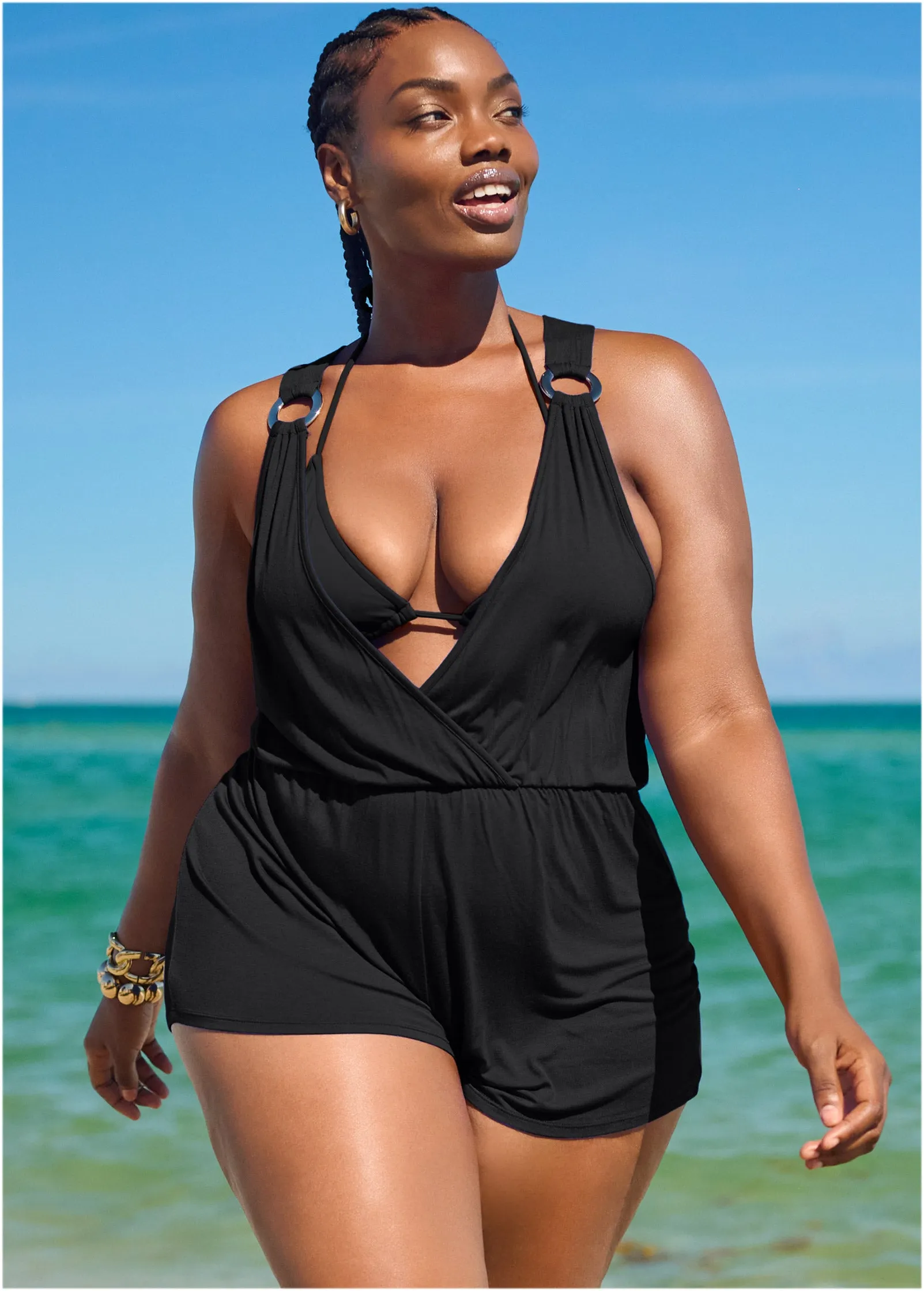 Surplice Romper Cover-Up - Black Beauty sold by VENUS product image thumbnail 4